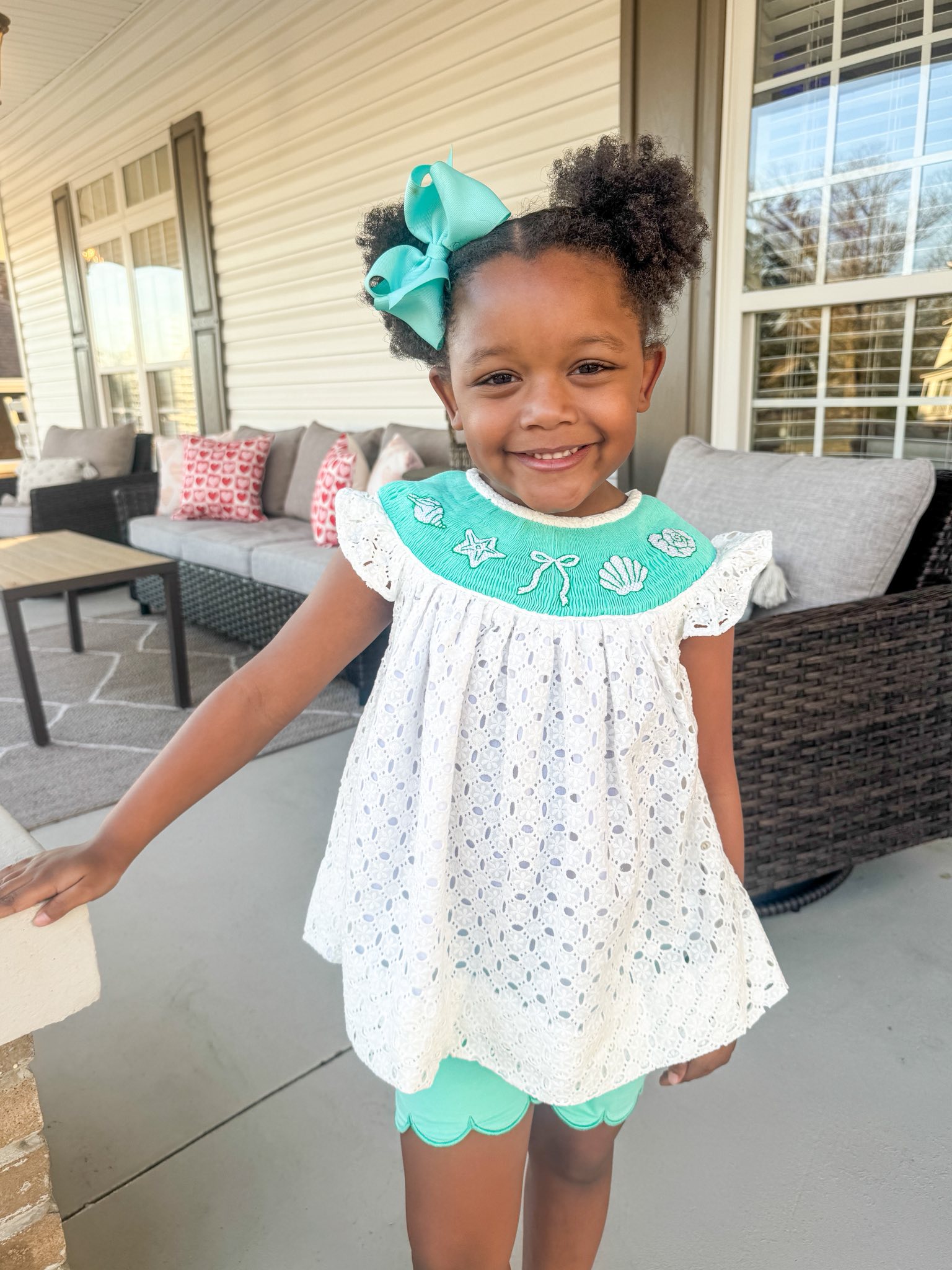 Timeless smocked set with eyelet fabric