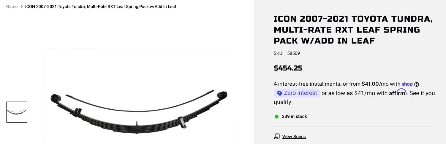 Toyota Tundra Rear Sway Bar and Leaf Spring Compatibility: Icon vs