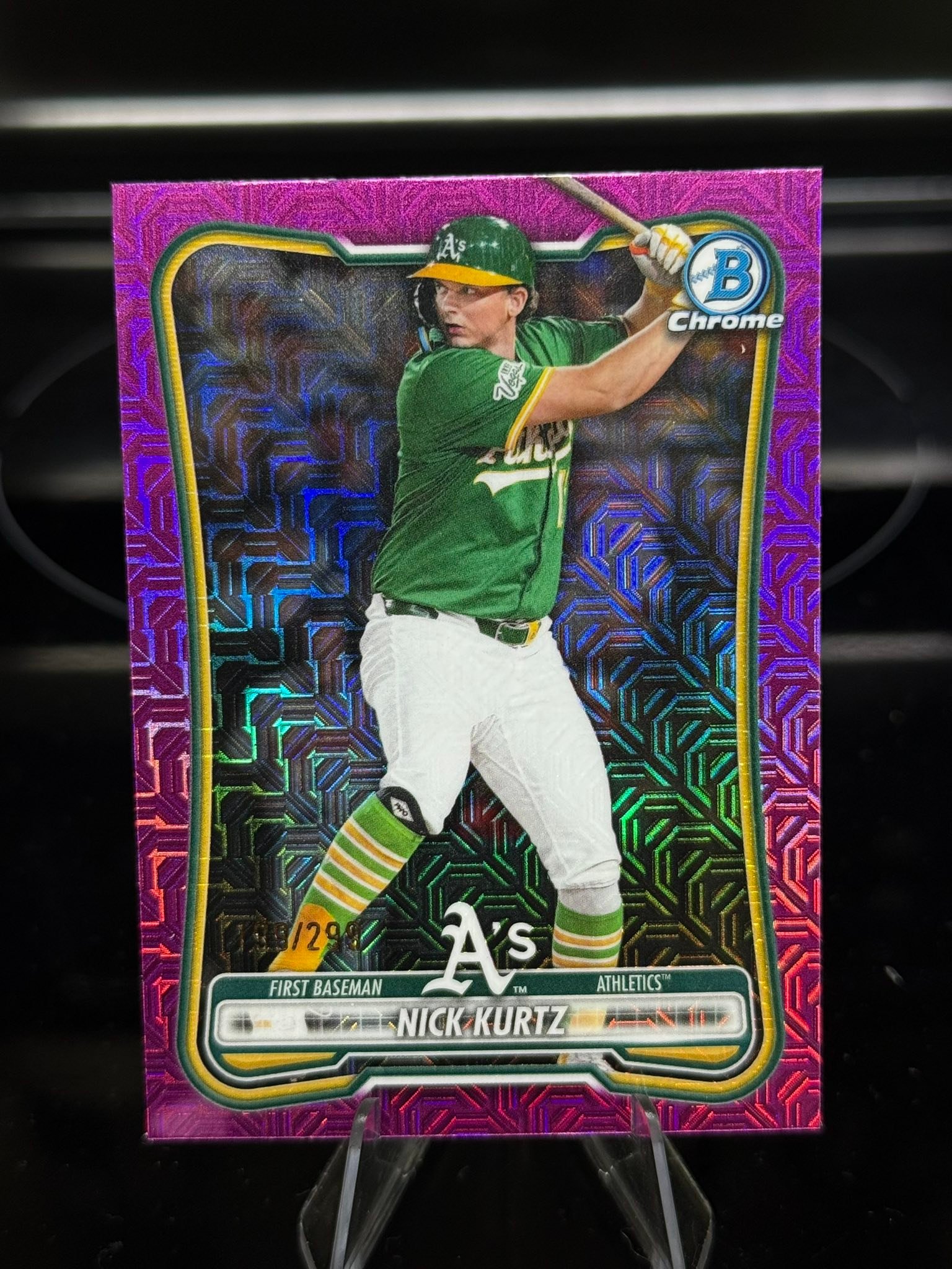 2026 Bowman Chrome Nick Kurtz Pink Mojo Refractor rookie card