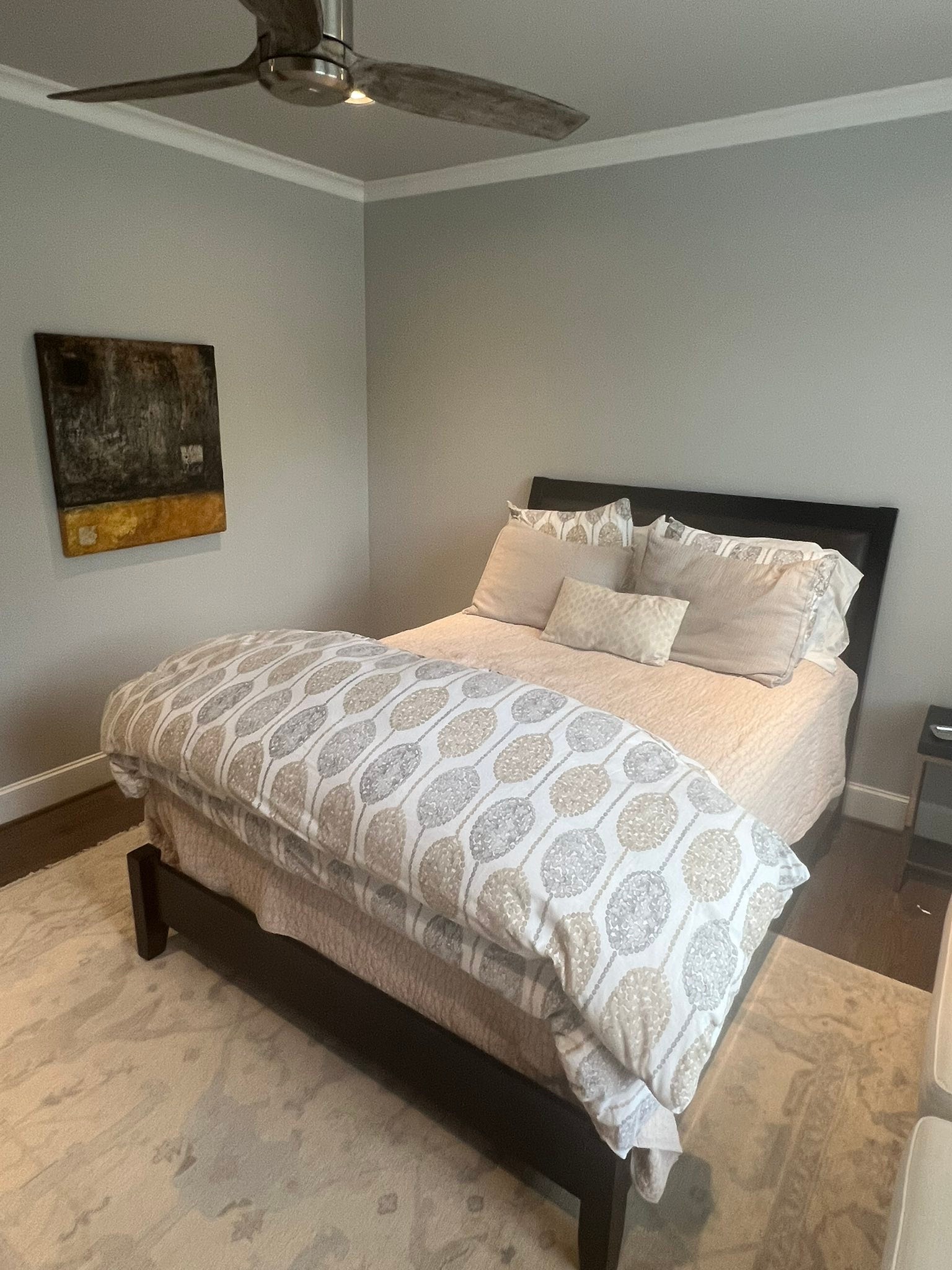 Queen Simmons firm mattress set with leather headboard for sale