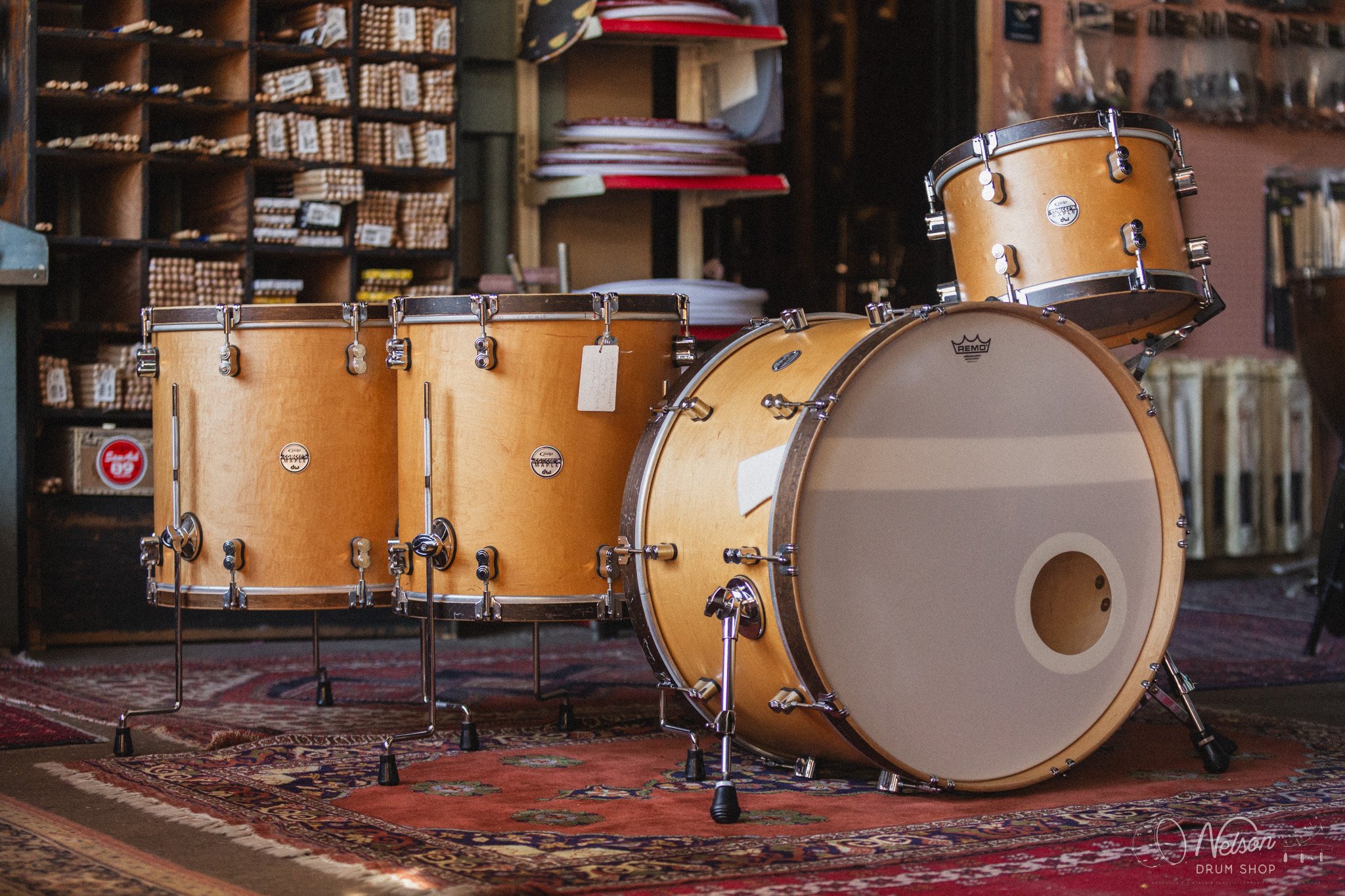 $585 PDP M5 Tobacco Burst all maple 5pc drum set. Beautiful lacquer finish,  7ply maple shells with 45 edges. 22x18,14x12,12x9,10x8,14x5.5. Snare stand  not included. Beauty of kit! Used, a few minor scuffs