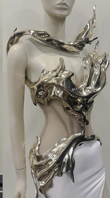 wet leather dress Can you mold into draped folds on a mannequin? RS-week0623