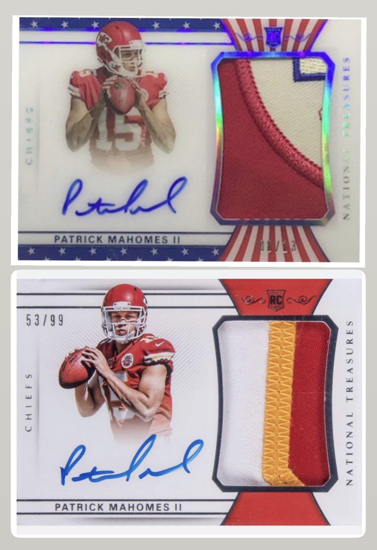 Which Patrick Mahomes card is more valuable, National Treasures
