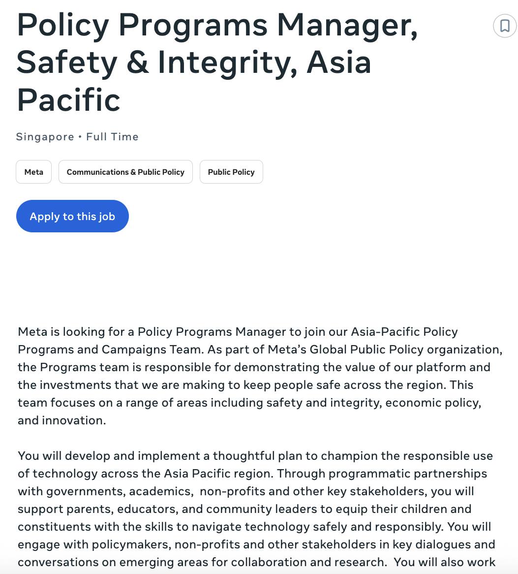 Thao - We are hiring again: Policy Programs Manager, Safety & Integrity ...