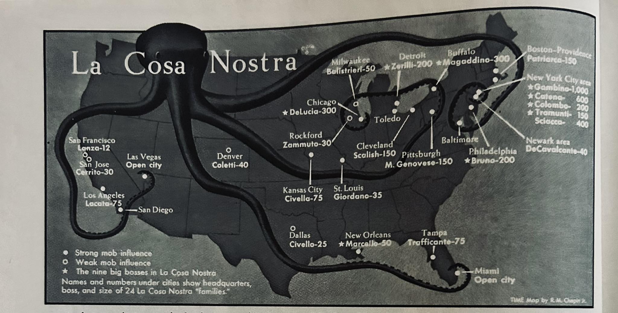 Chart of Cosa Nostra from a 1969 edition of Time magazine | Facebook