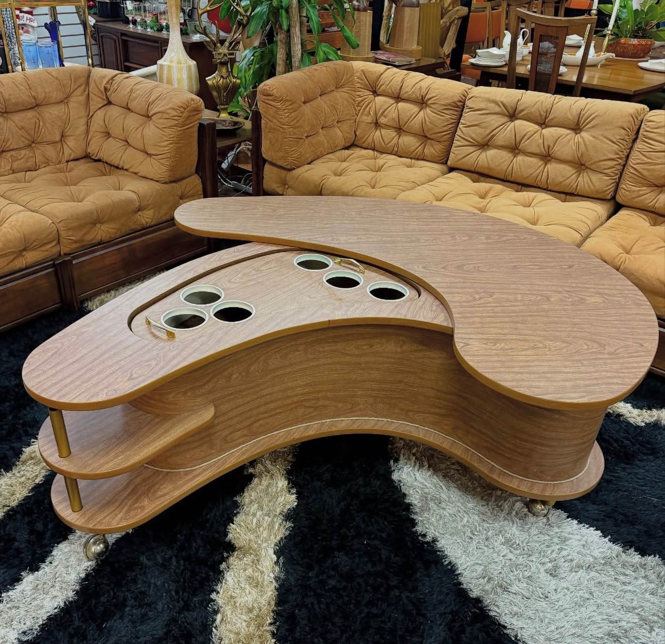 1964 A.H Grand Server Coffee Table and Bar Combo