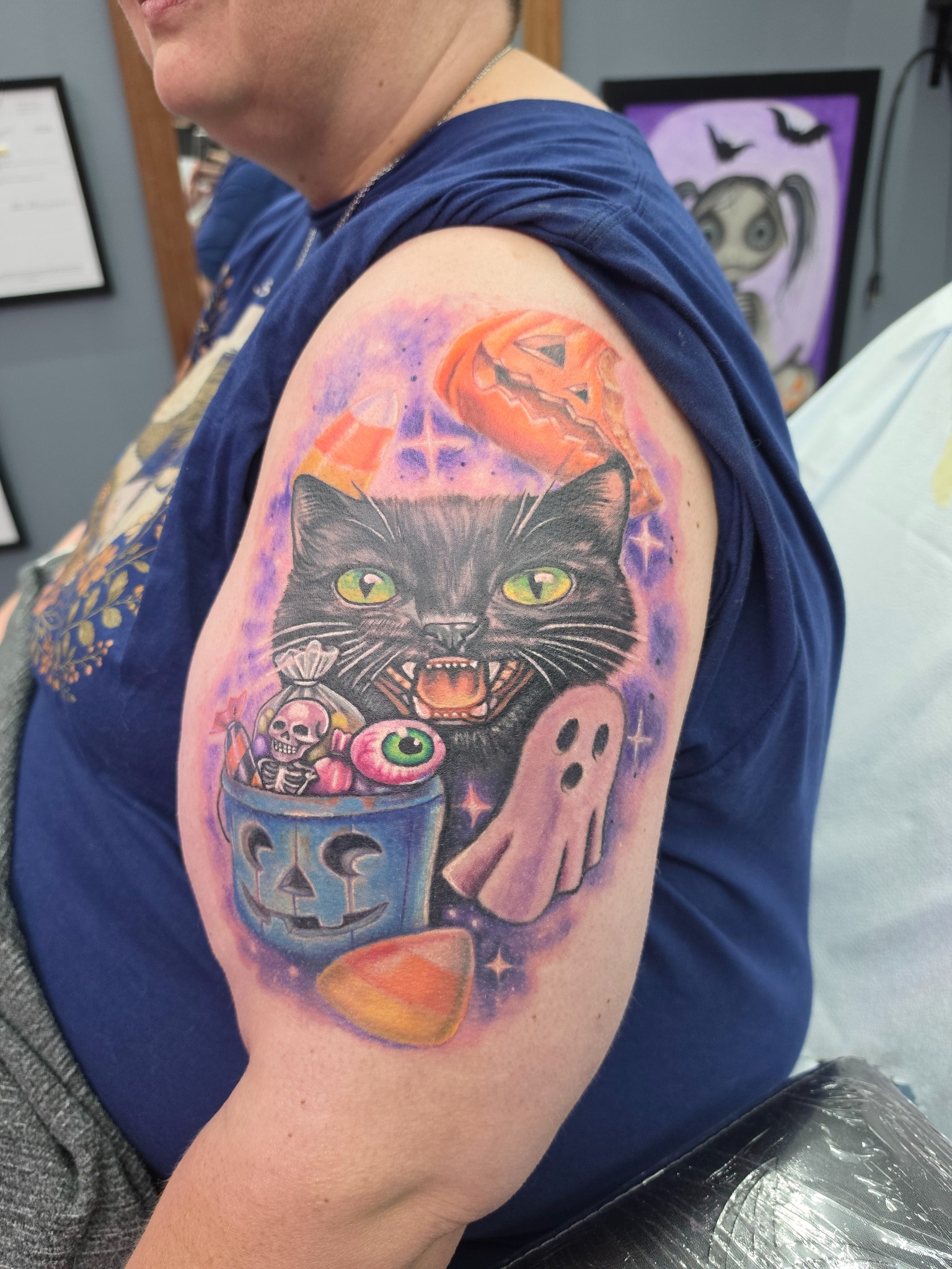 Jazzy's first tattoo! @jaz.marshall1234 #tattoo #blackworktattoo