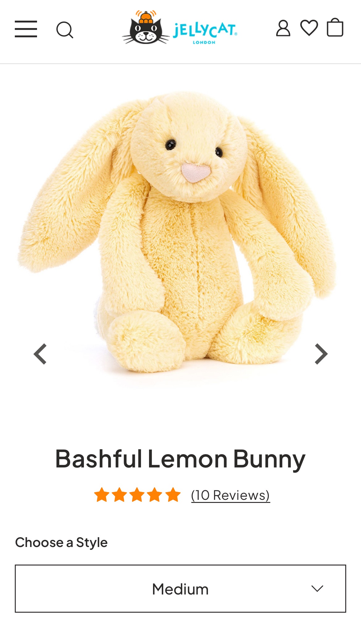 Good morning, I am seeking a Jellycat bashful lemon bunny, medium