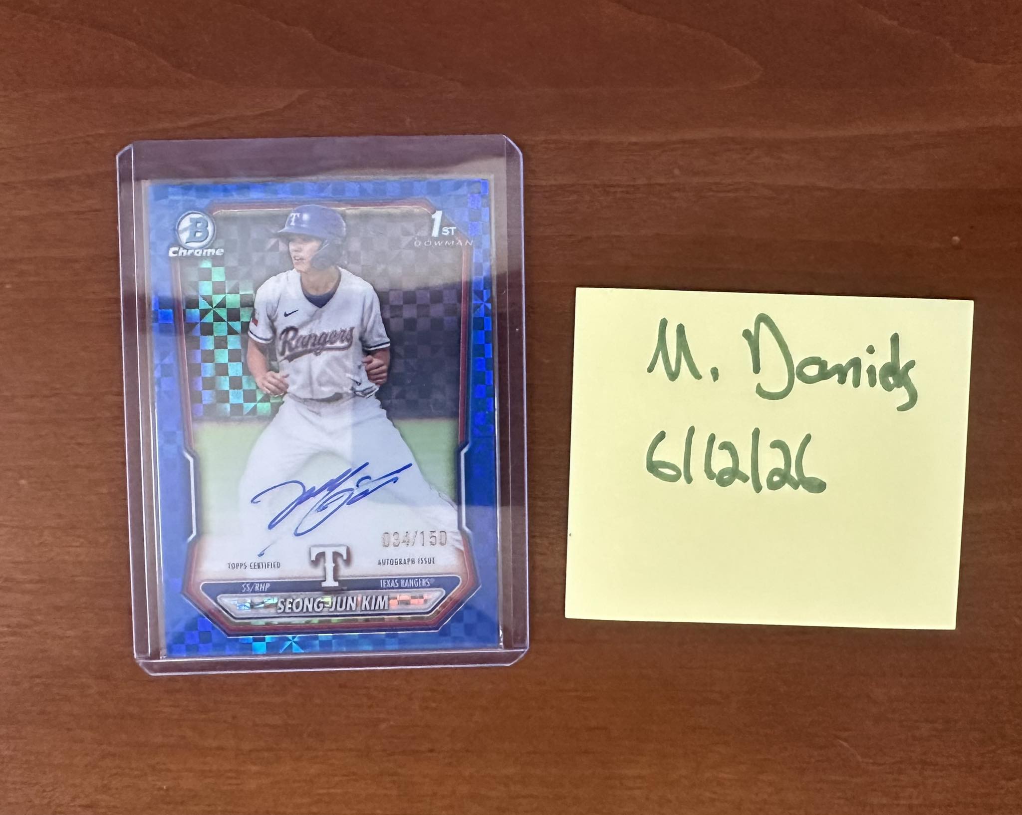 2026 Bowman Seong-Jun Kim blue X-fractor auto baseball card