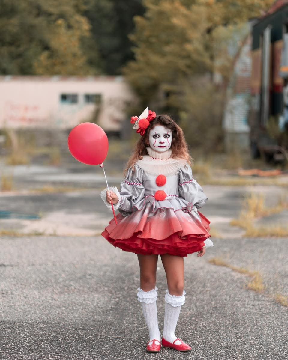 fitted lace wedding dress Halloween 4 inspired red & white clown costume  Fancy Shmancy Baby