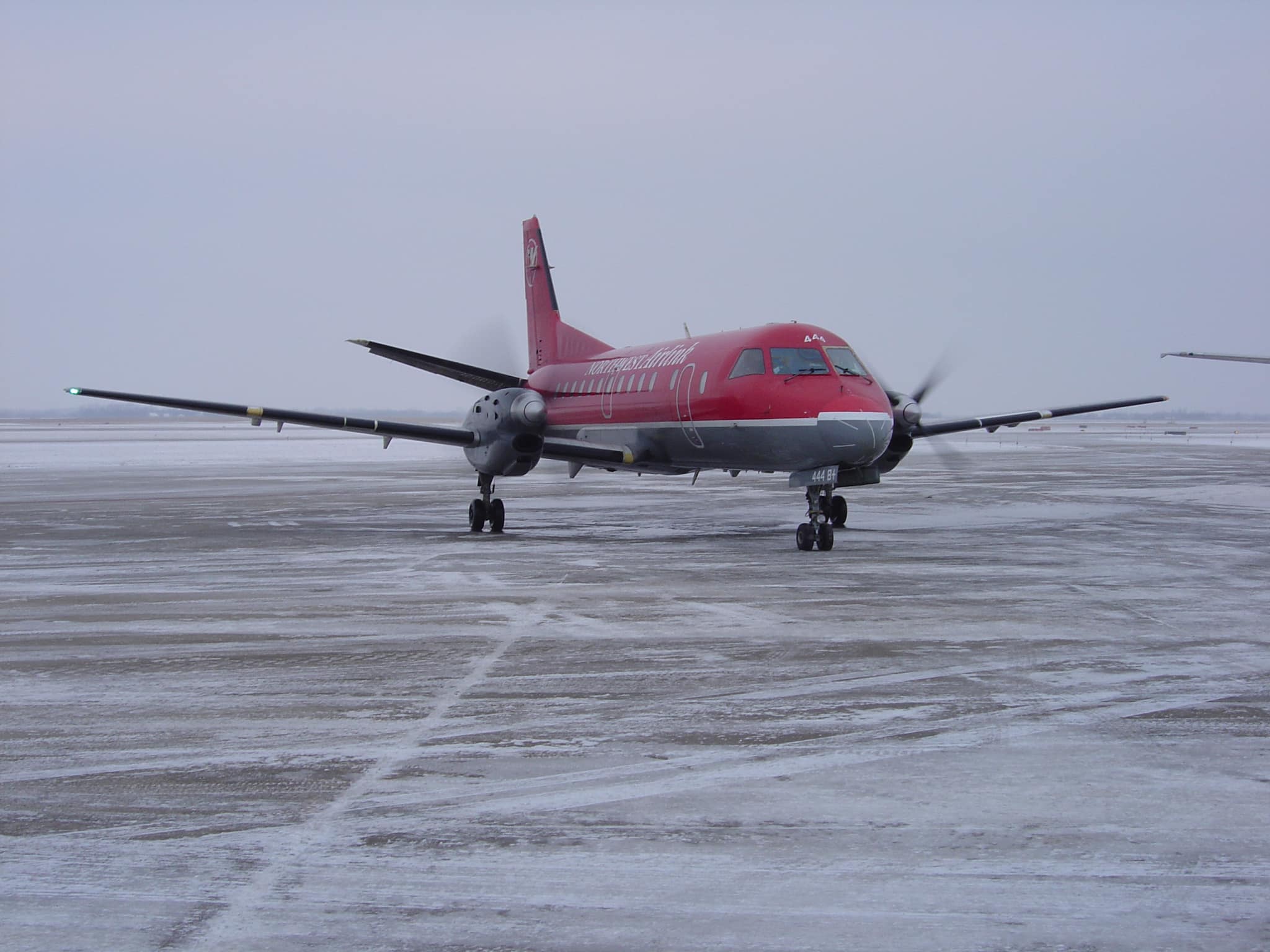 Mesaba Saab 340 N444XJ in cold Grand Forks (GFK) back in 2003