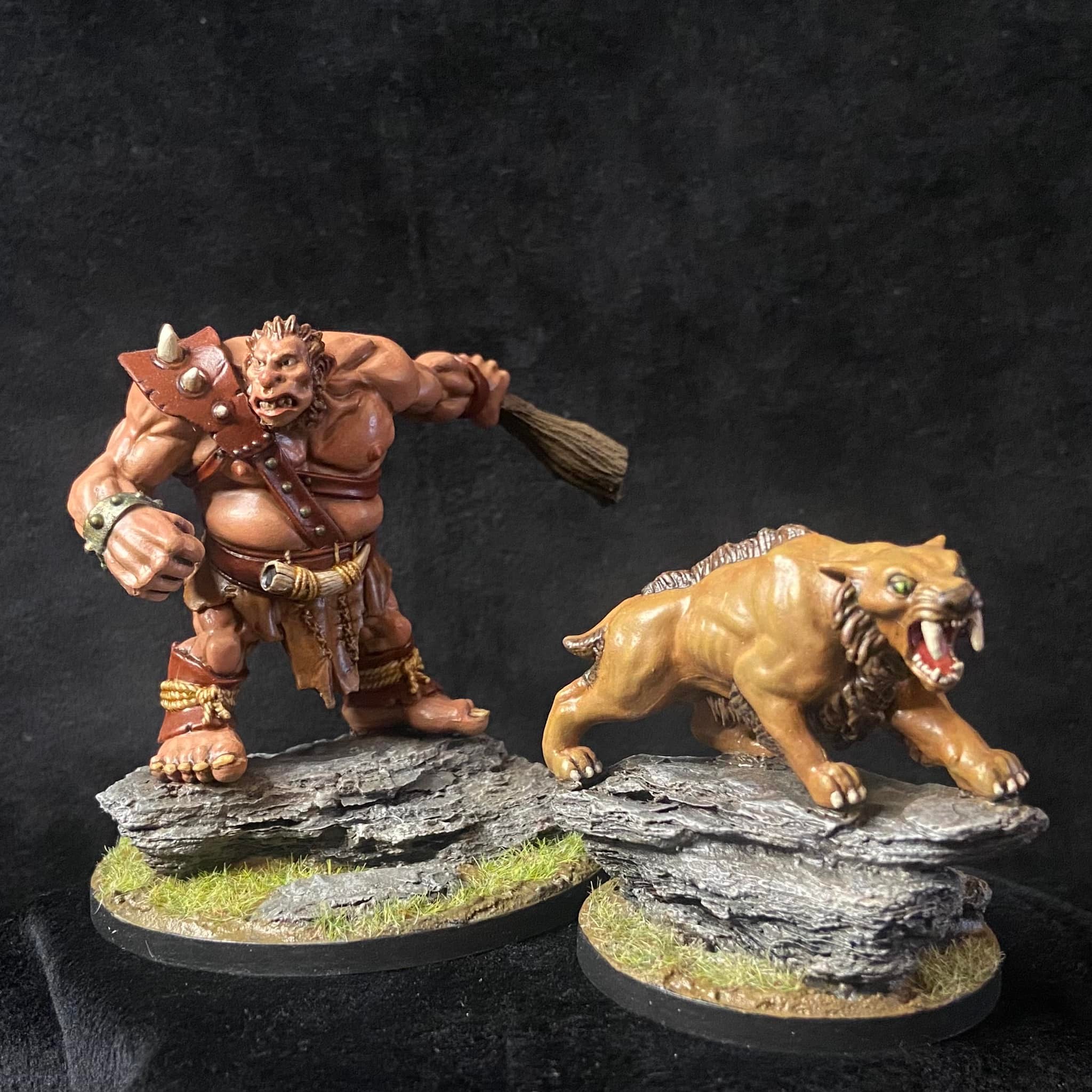 Hill giant hunter and dire lion Reaper miniatures