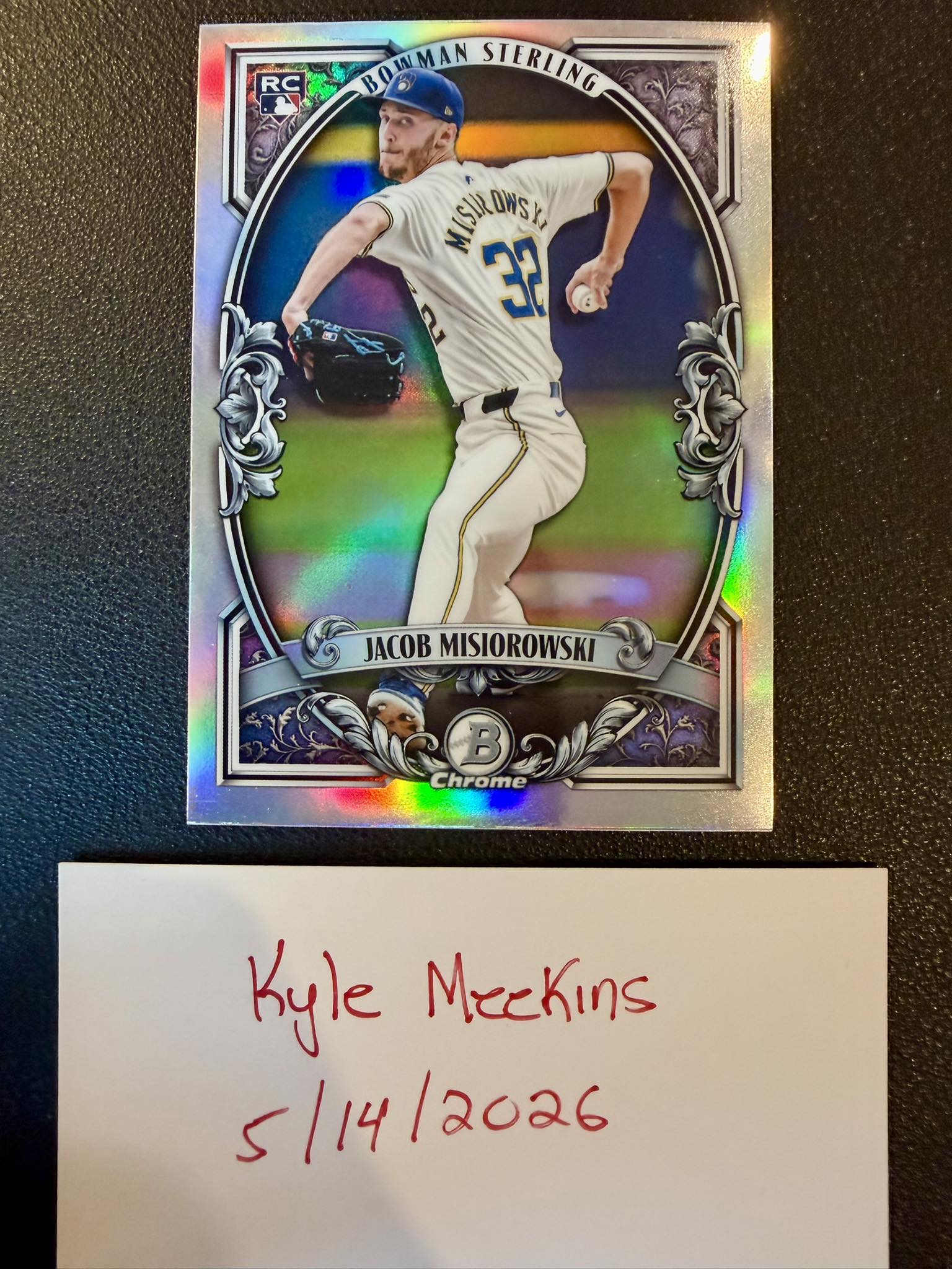 Jacob Misiorowski trading card with game-used ball relics
