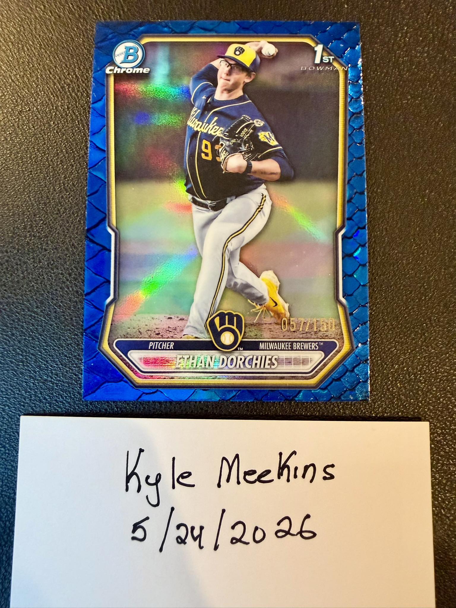 2026 Bowman Chrome Blue Reptilian Ethan Dorchies card