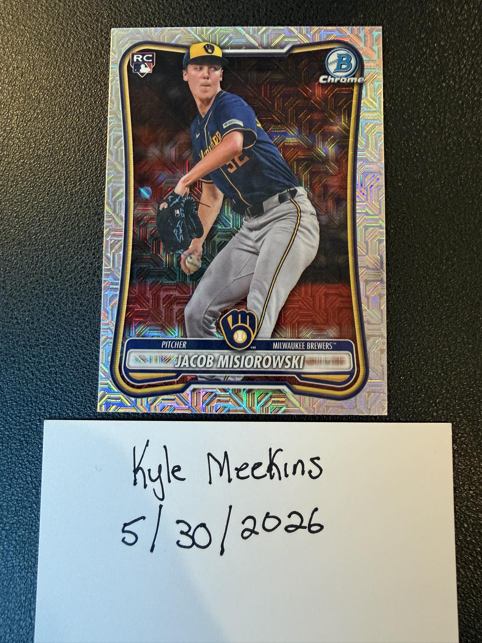 Jacob Misiorowski trading card with game-used ball relics