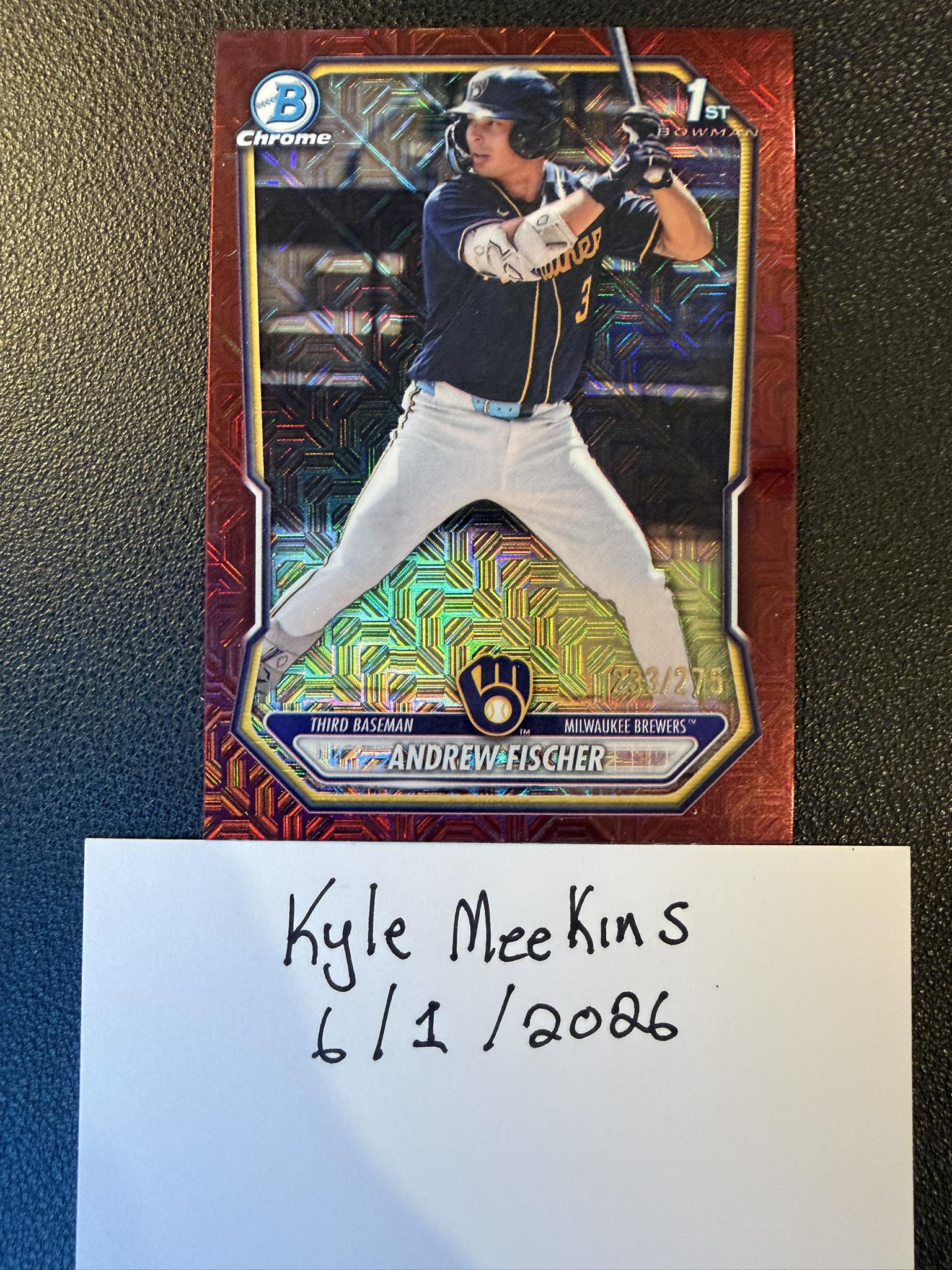 2026 Bowman Andrew Fischer 1st Bowman Mojo Refractor Maroon 