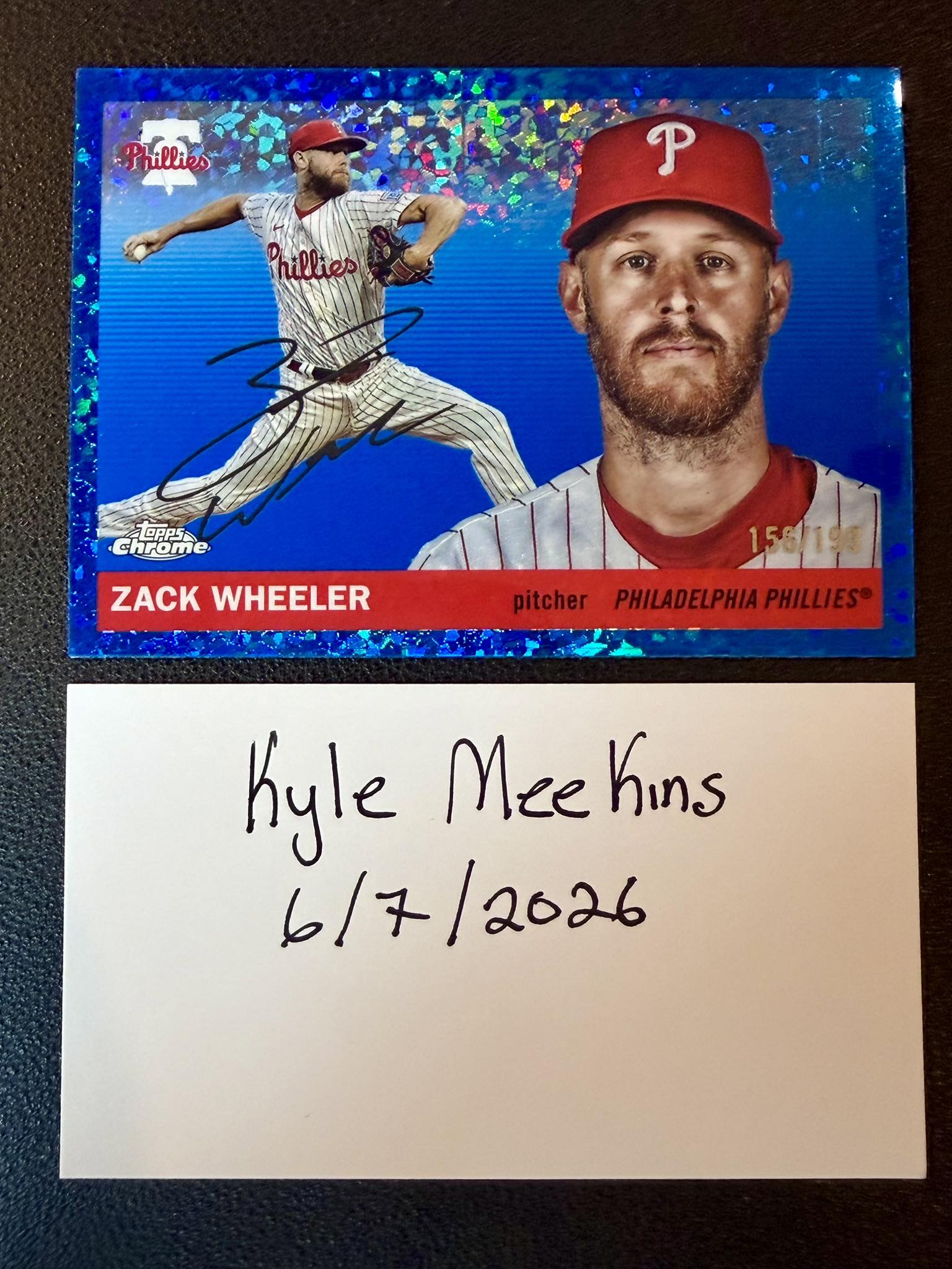 2025 Topps Chrome Platinum Zack Wheeler blue mini diamond 