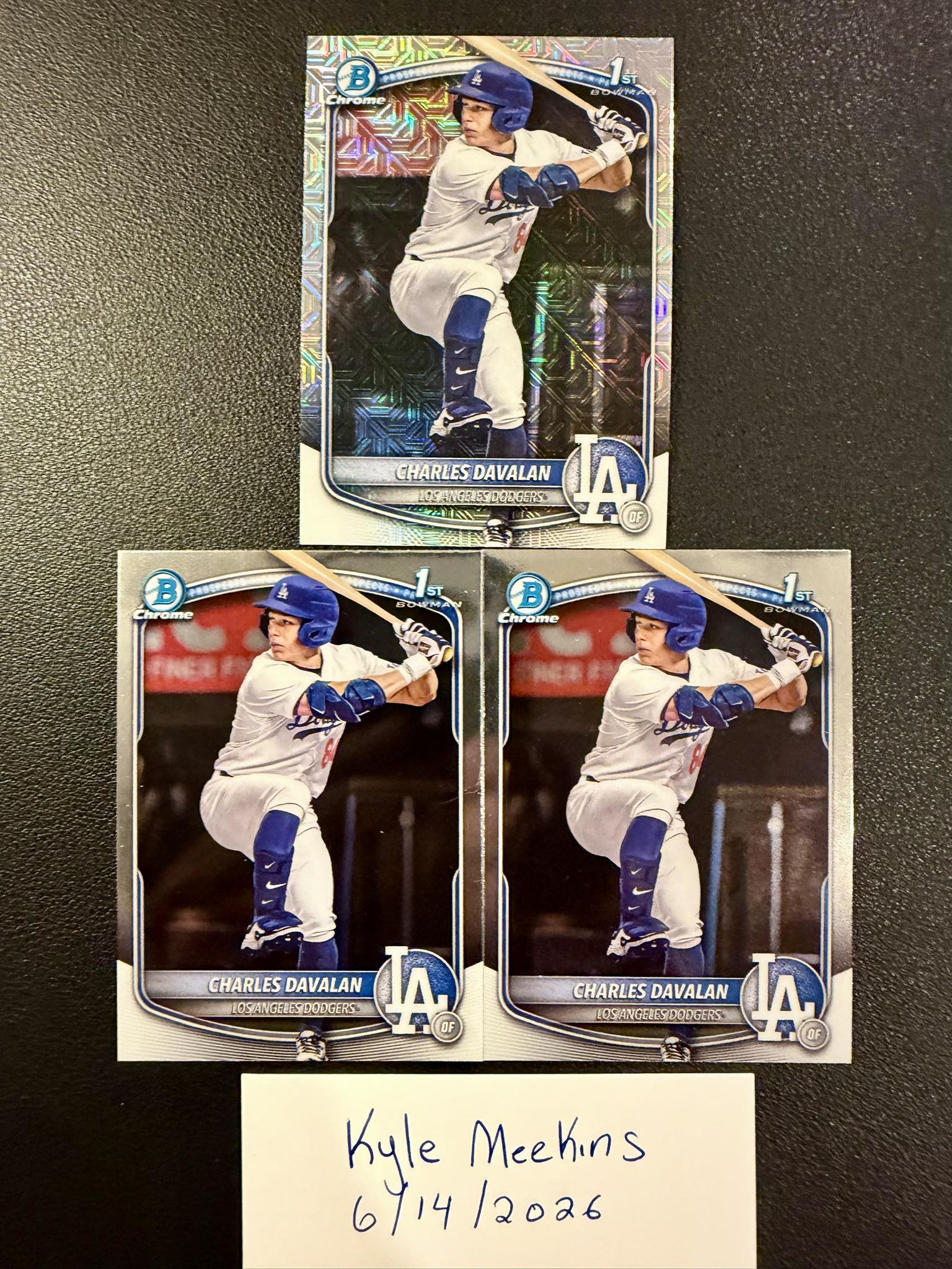2025 Bowman Charles Davalan 1st Bowman Mojo Refractor & Chrome lot 
