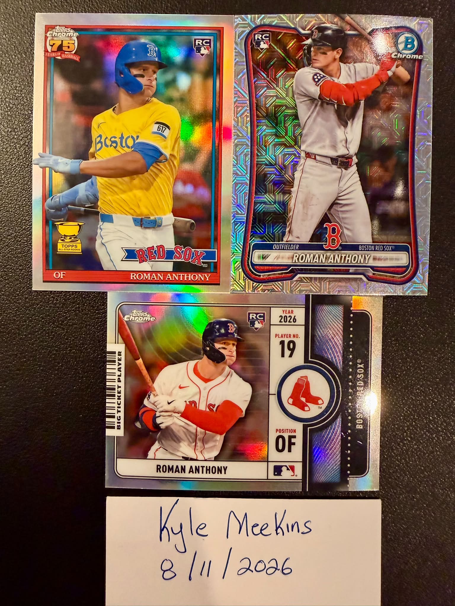 2026 Topps Chrome Rookie Auto Roman Anthony Green RayWave /99 for sale