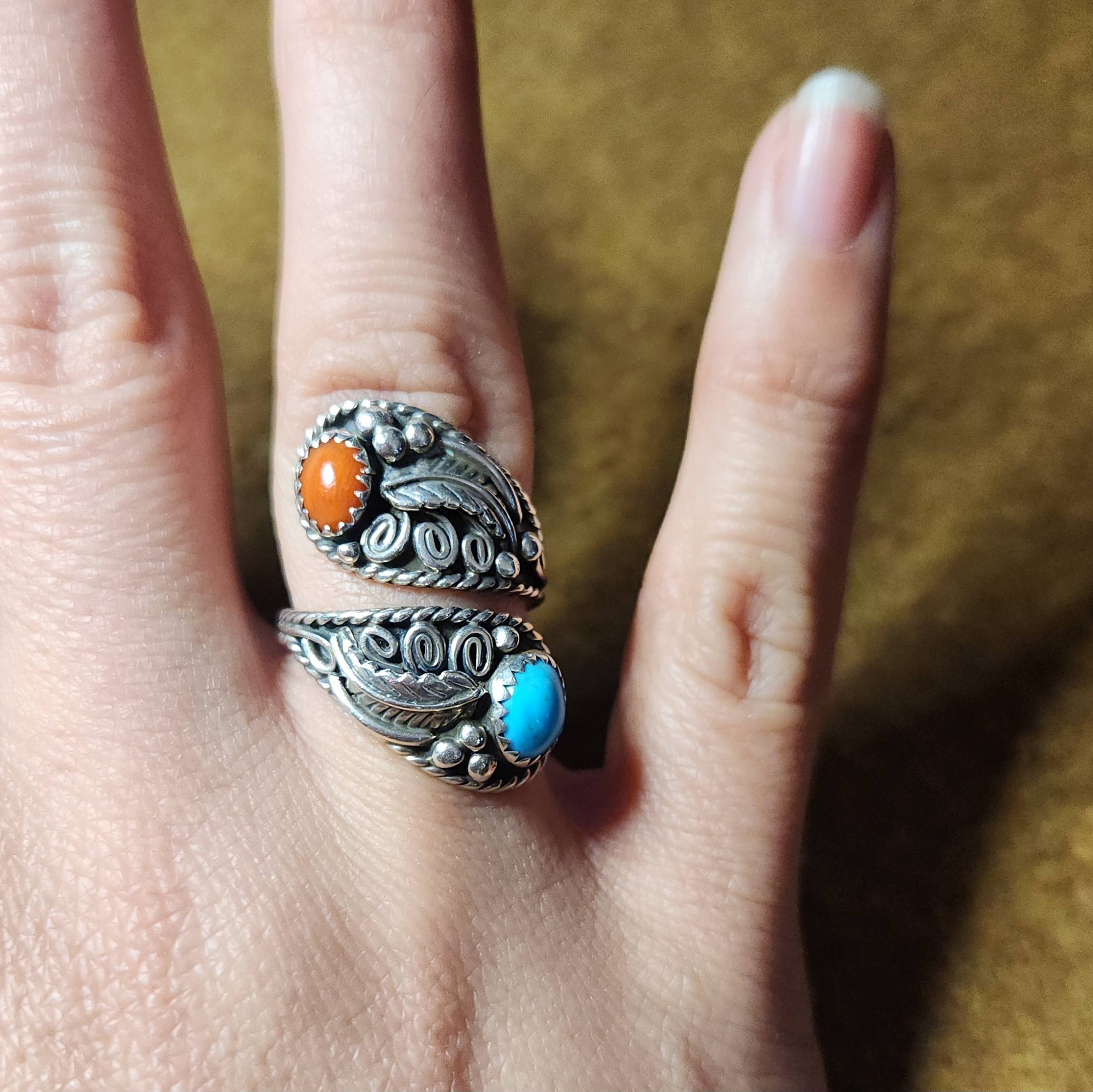 Elsie Yazzie silver ring with turquoise stone
