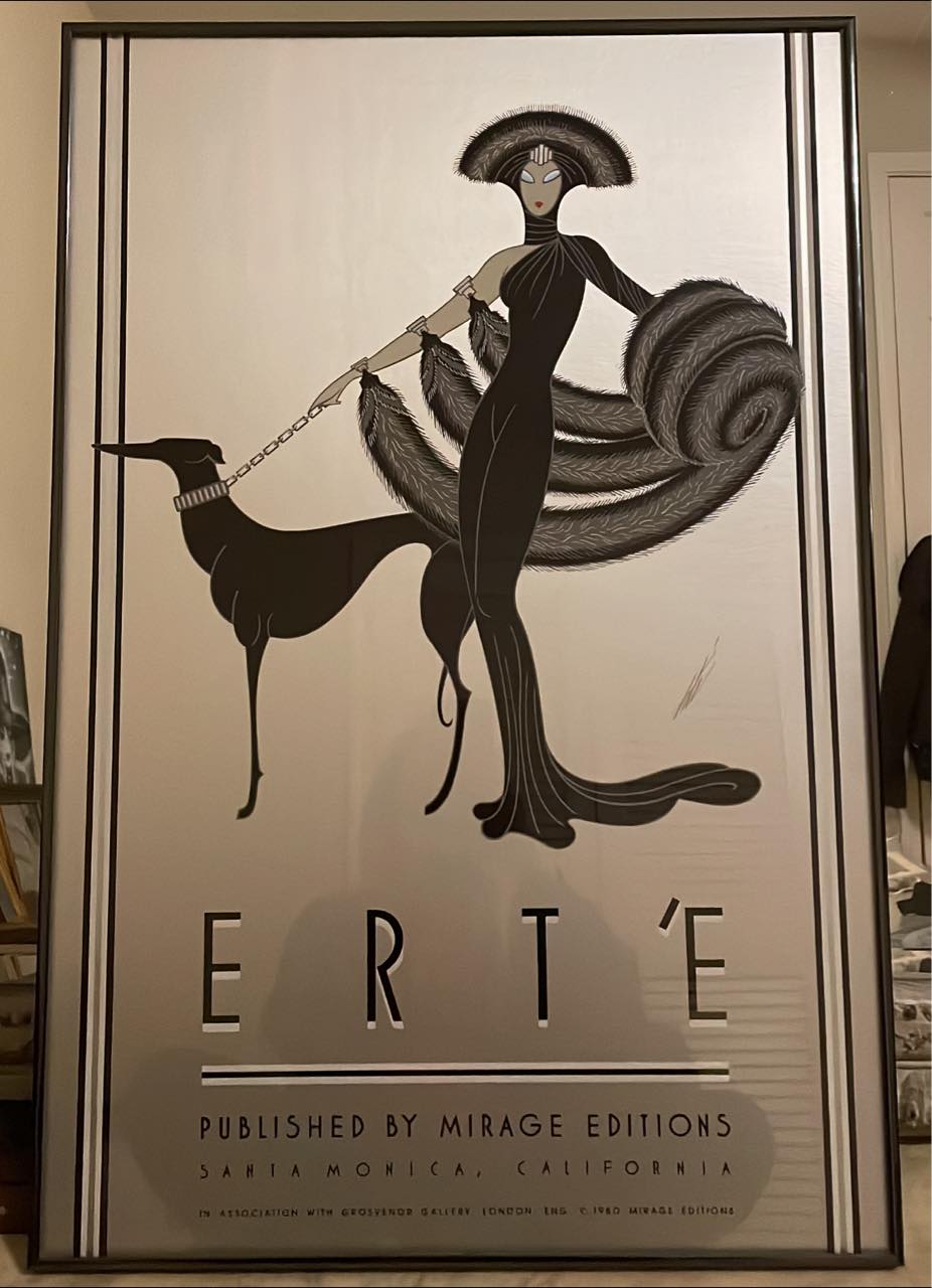 Vintage Erte art deco serigraph print 'Symphony in Black'