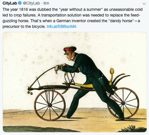Dandy horse invented in 1816 as alternative to horses