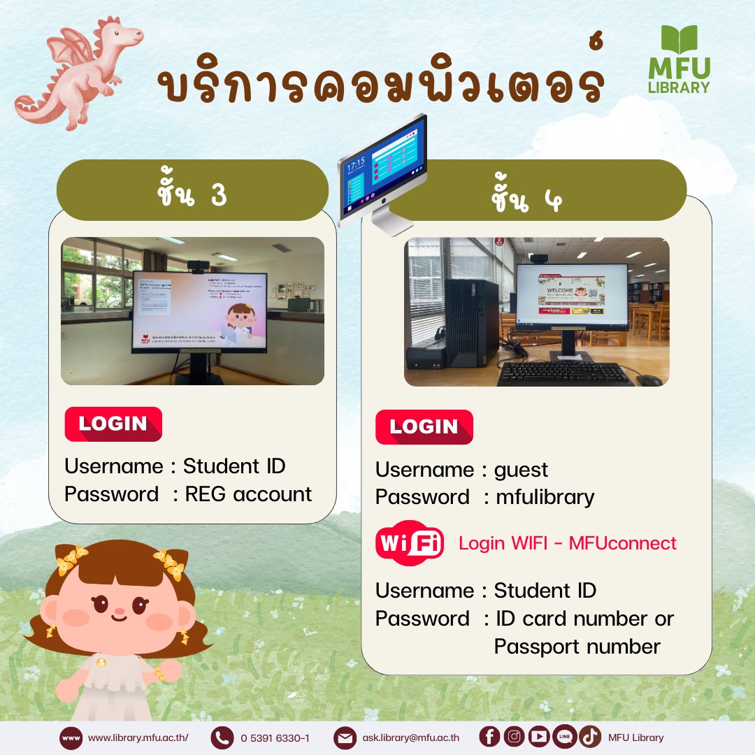MFU Library - ห้องสมุดมีคอมพิวเตอร์ให้บริการด้วยนะ🖥🤓...