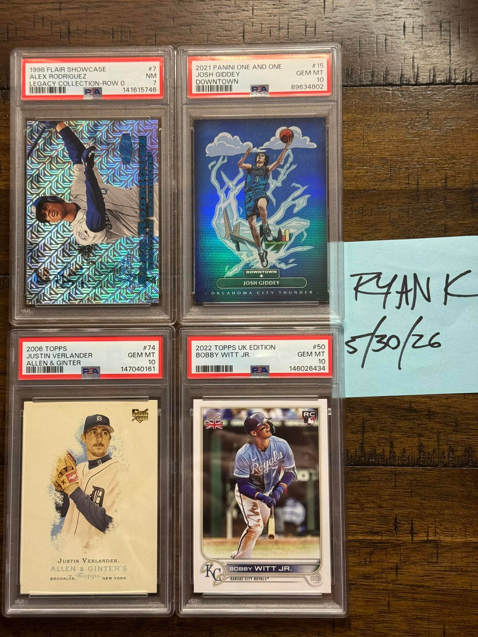 High-end sports cards for sale: Alex Rodriguez, Josh Giddey 