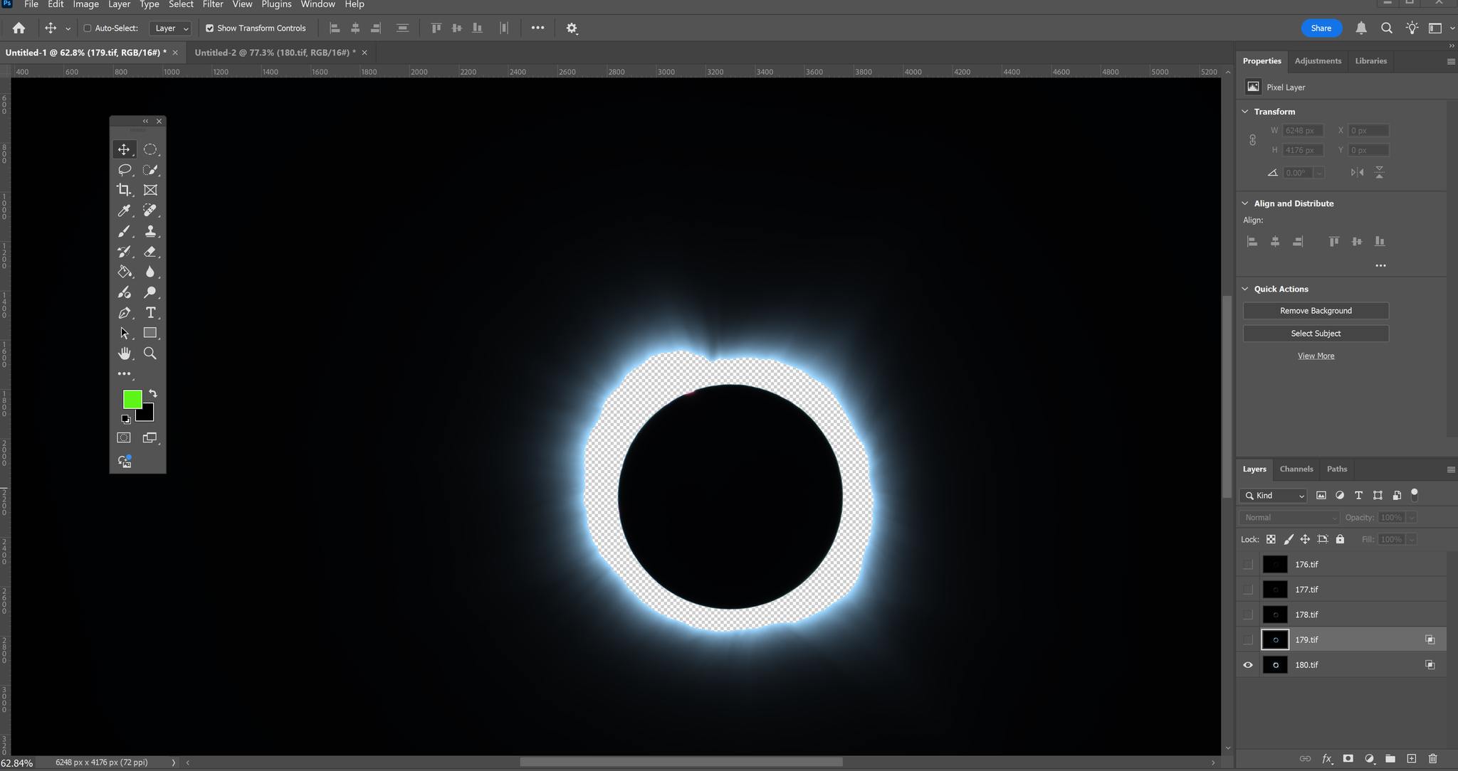 Combining eclipse photos with foreground in Photoshop