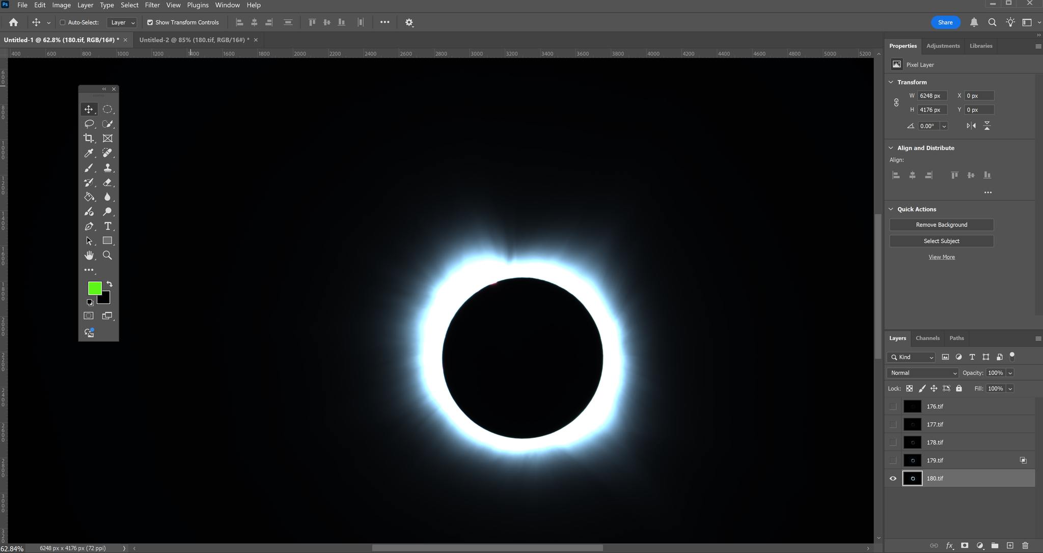 Combining eclipse photos with foreground in Photoshop