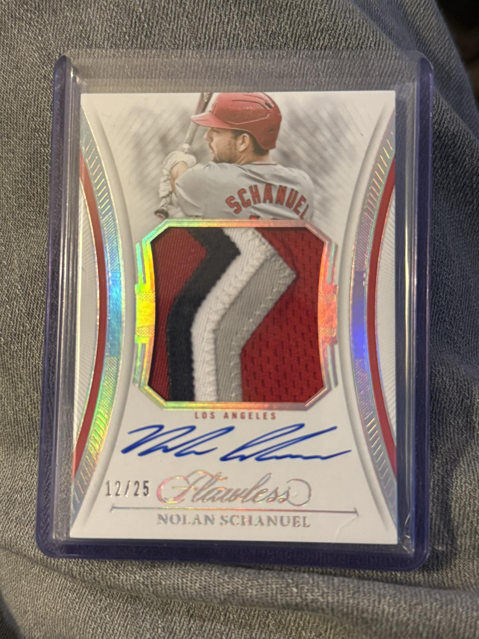 Rare Nolan Schanuel autographed panini card with 5-color patch