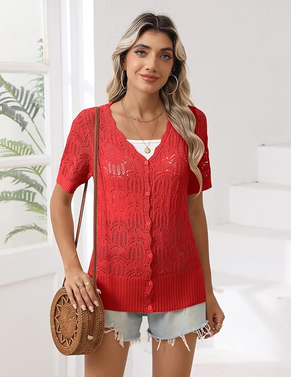 Womens Short Sleeve Cardigans 4️⃣5️⃣% ○FF WITH C○DE