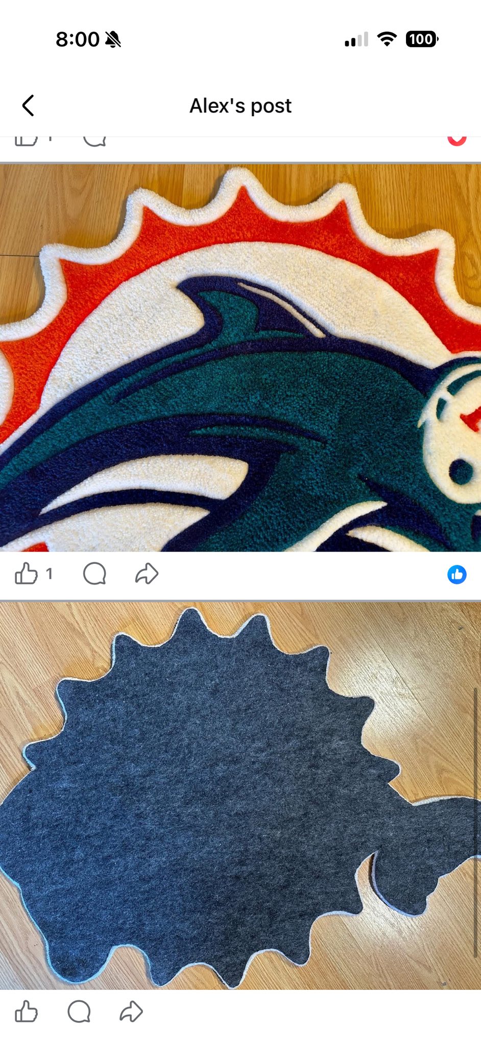 Tufting a Miami Dolphins logo rug with intricate details