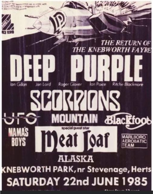 Who attended Deep Purple's 1985 Knebworth Fayre festival?
