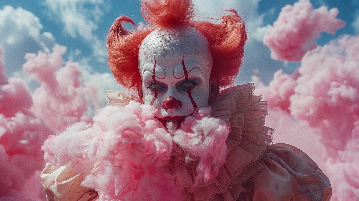 mjbest_clouds Pink candy floss clouds floating up from a friendly 