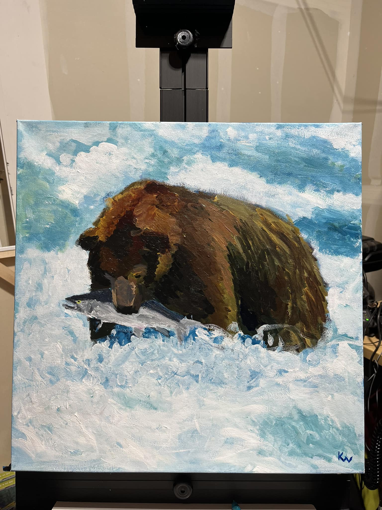 Katmai Bear #2”, 20x20”, Acrylic on Canvas By: Kevin Weger B.F.A.