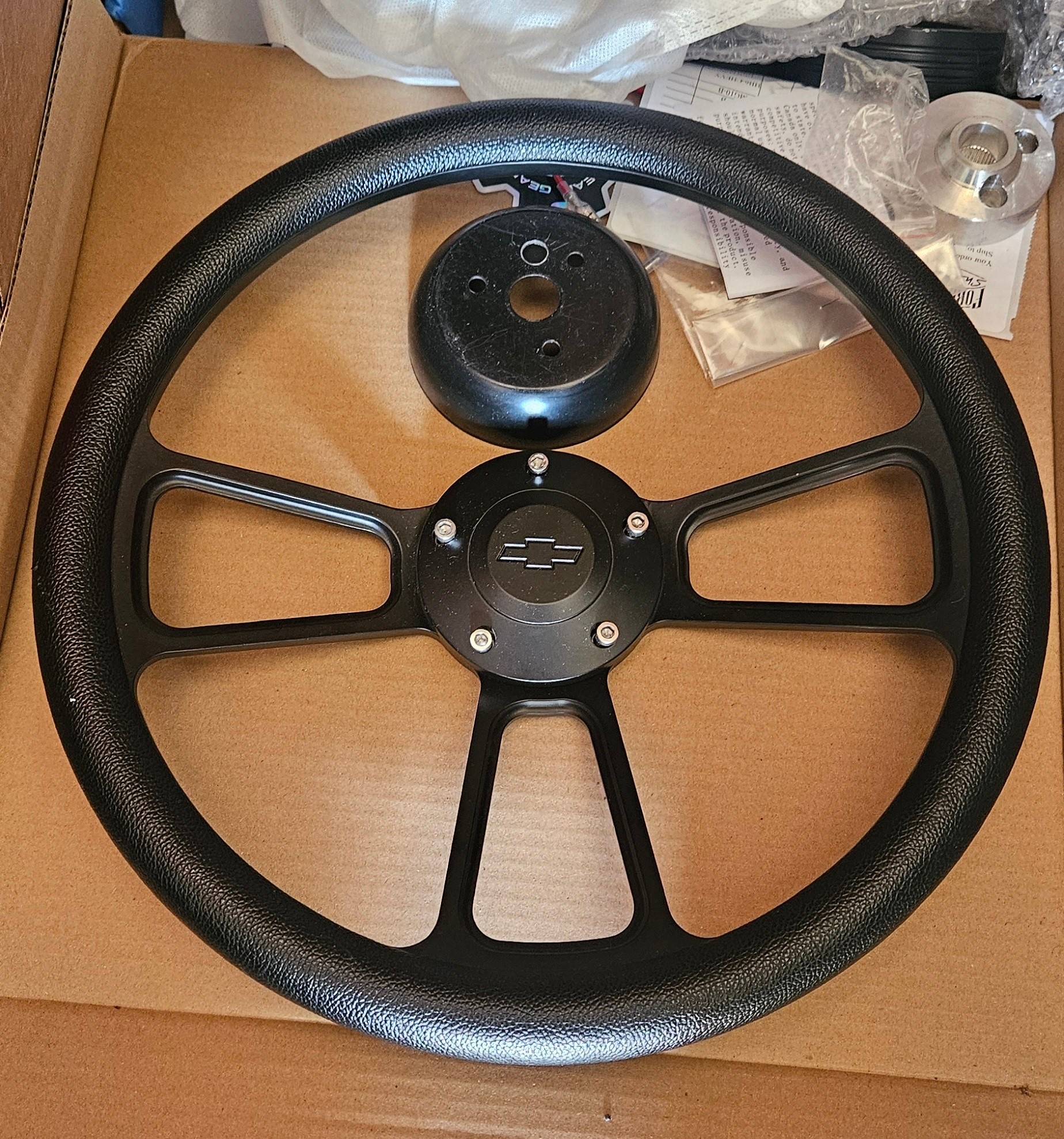 14 inch Forever Sharp steering wheel and adapter for sale