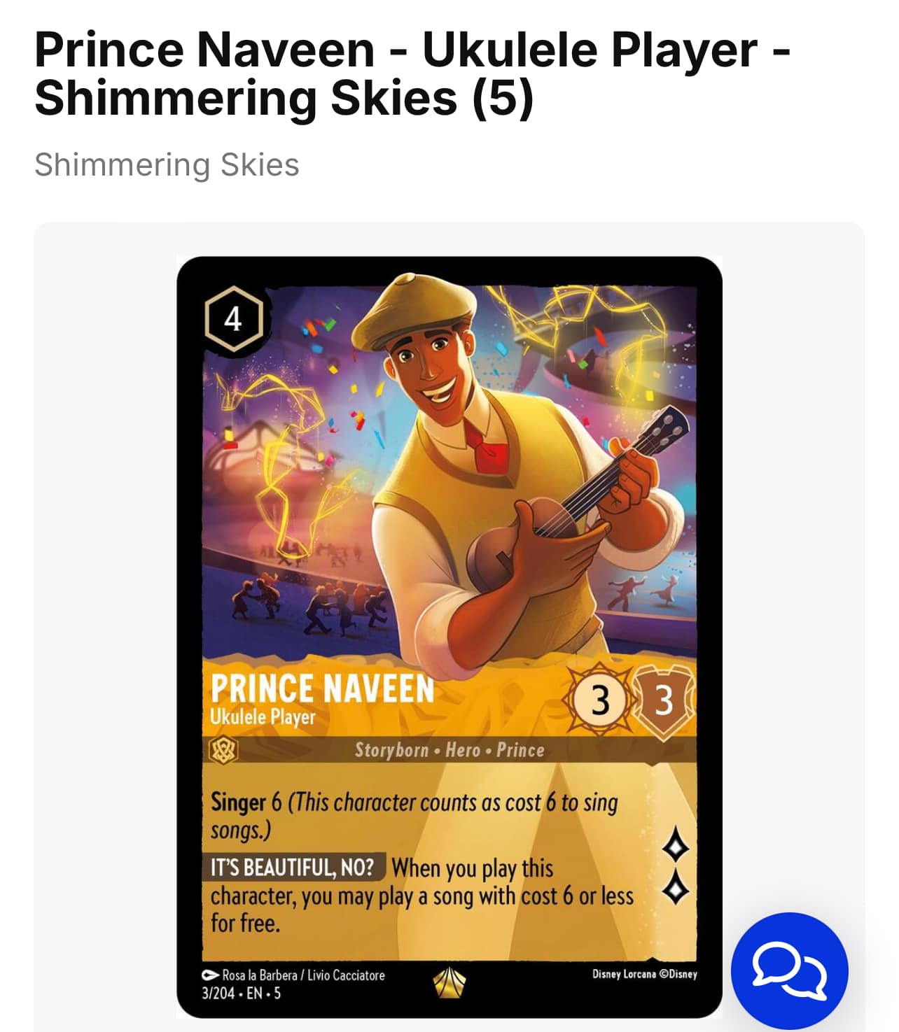 prince naveen lorcana card - Shimmering Skies - Find Prince Naveen Disney Lorcana Cards  NordSlab