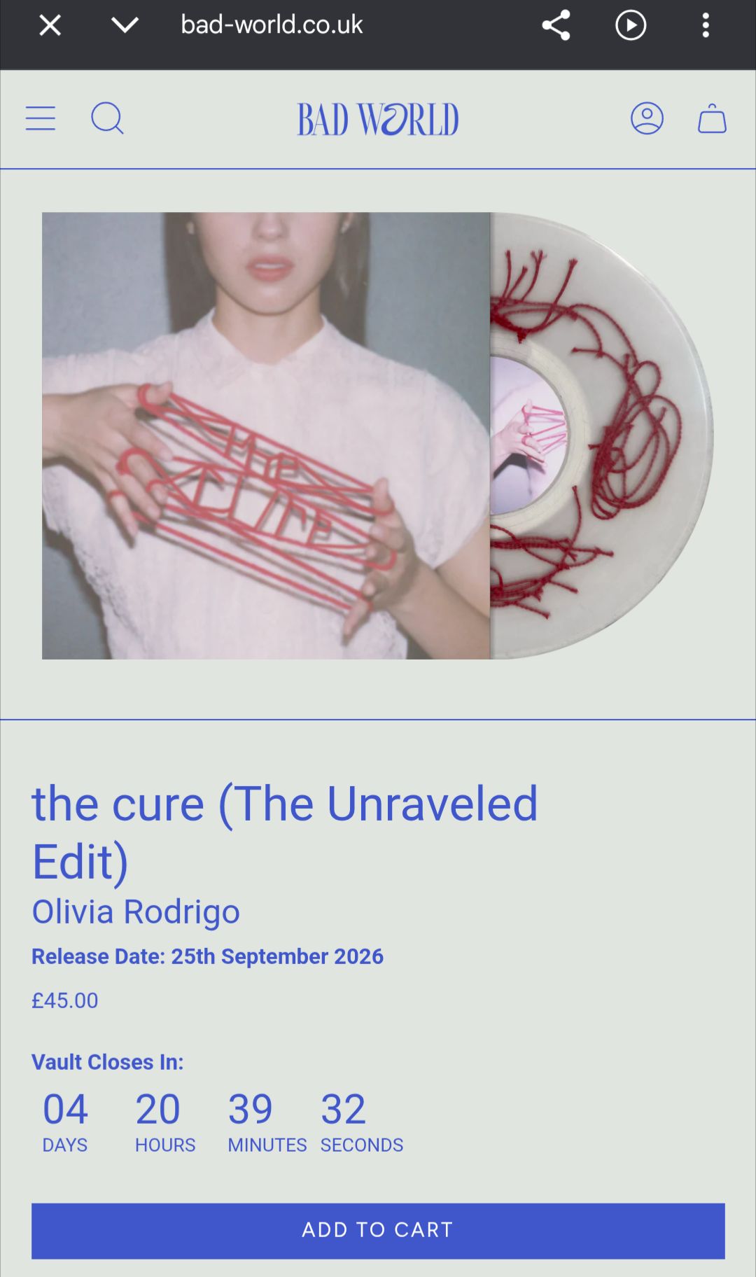 Olivia Rodrigo's “the cure” 7-Inch Vinyl to Include Exclusive
