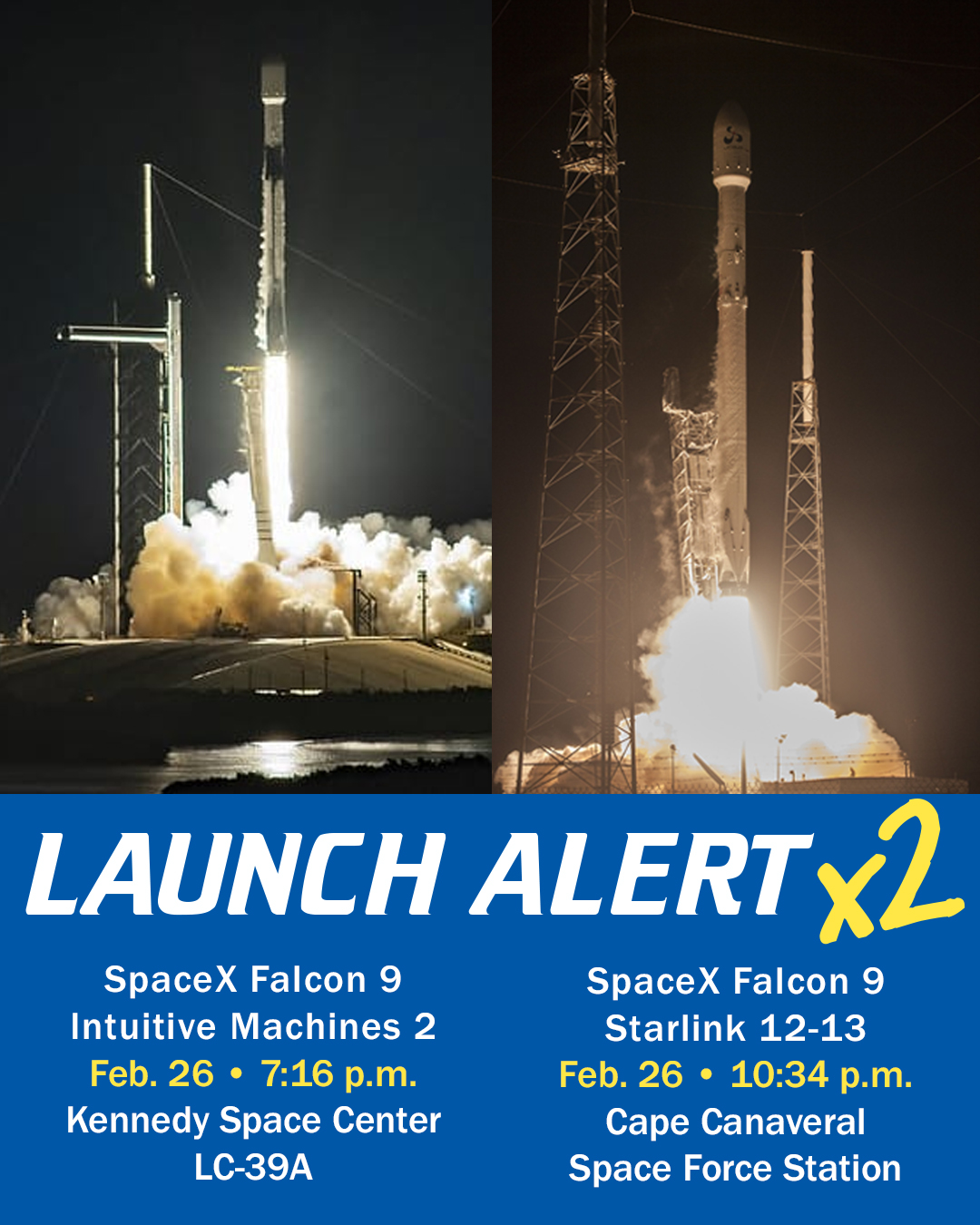 City - 🚨A LAUNCH DOUBLE-FEATURE, TONIGHT!🚨 SpaceX is scheduled to blast ...