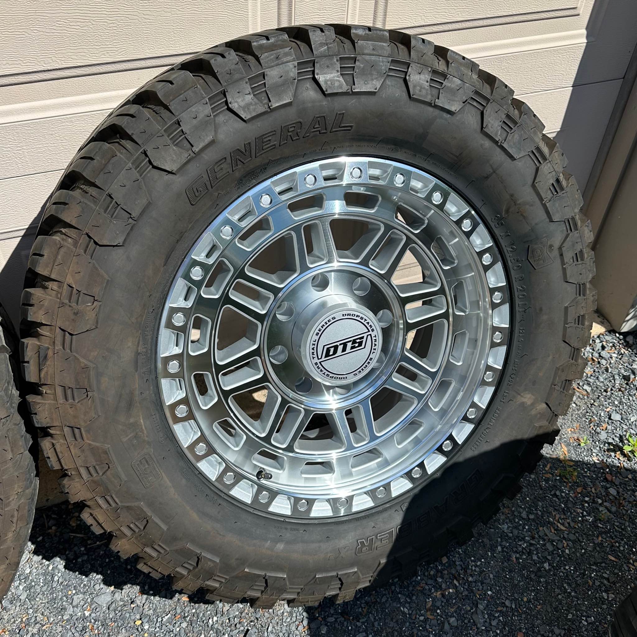 LIKE NEW 8x180 20x9 Dropstar DTS Machined Silver Wheels W/ 35x12.50R20 ...