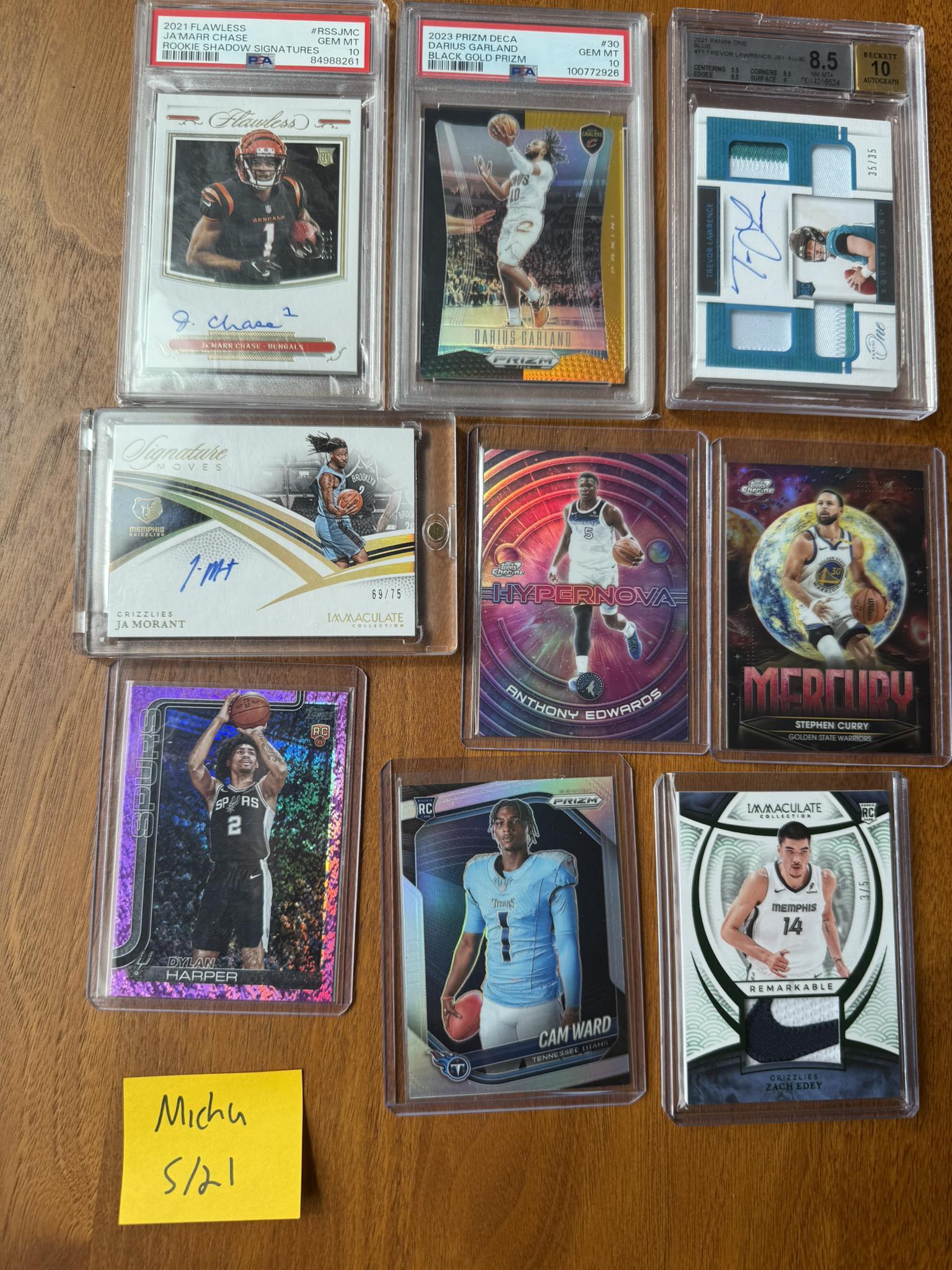 High-end sports cards for sale including Chase RC and Morant 