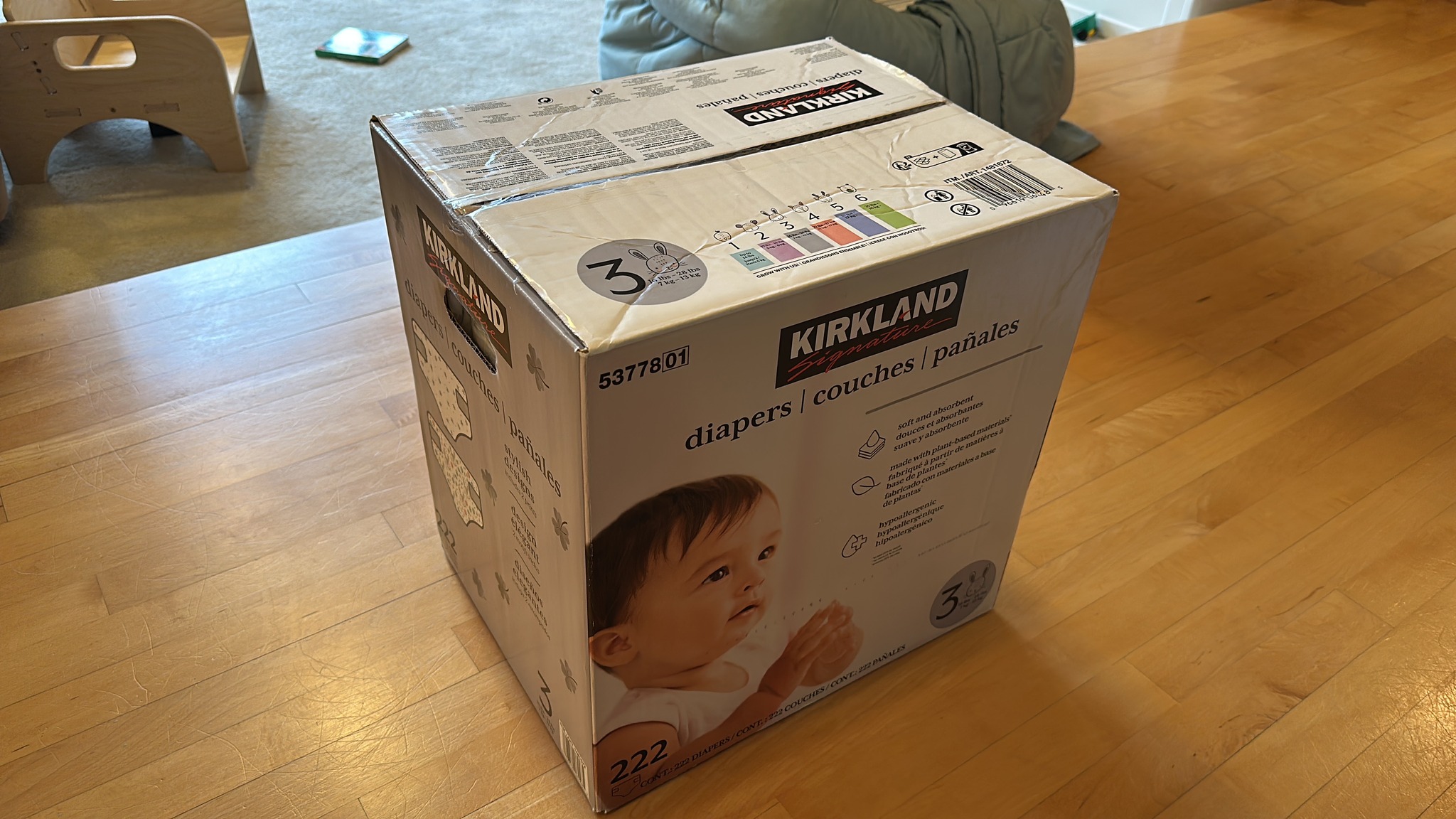 Kirkland Signature Diapers Size 3 (16lbs+) 222 CT More Sizes available display picture 1