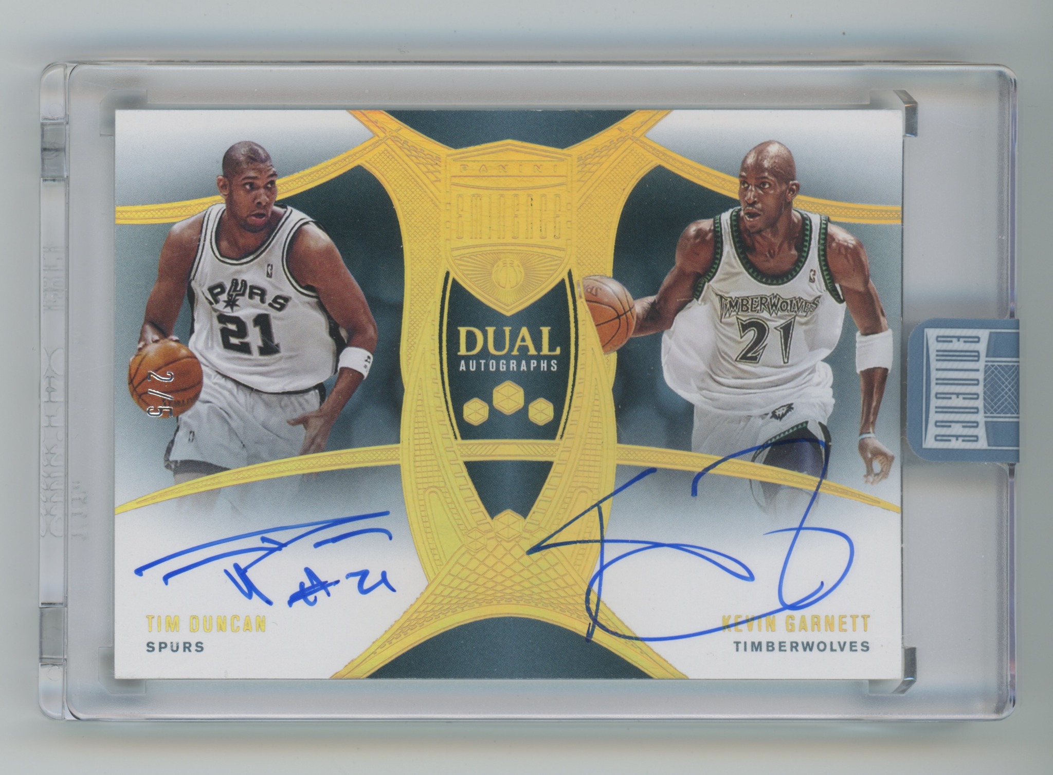 Dual auto Tim Duncan and Kevin Garnett card added to collection