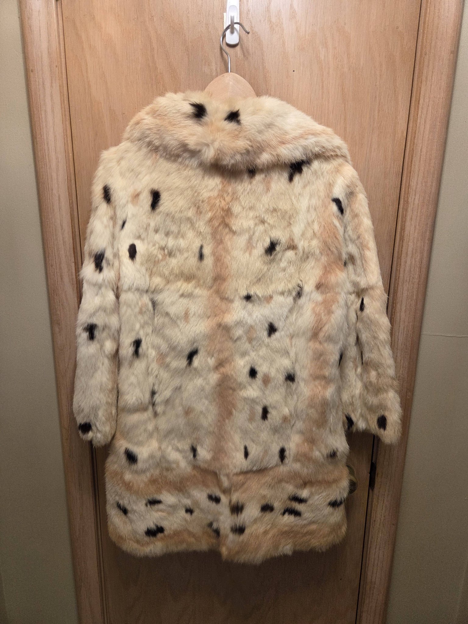 Vintage 50s/60s Rabbit Leopard Pattern Real Fur Jacket Small 