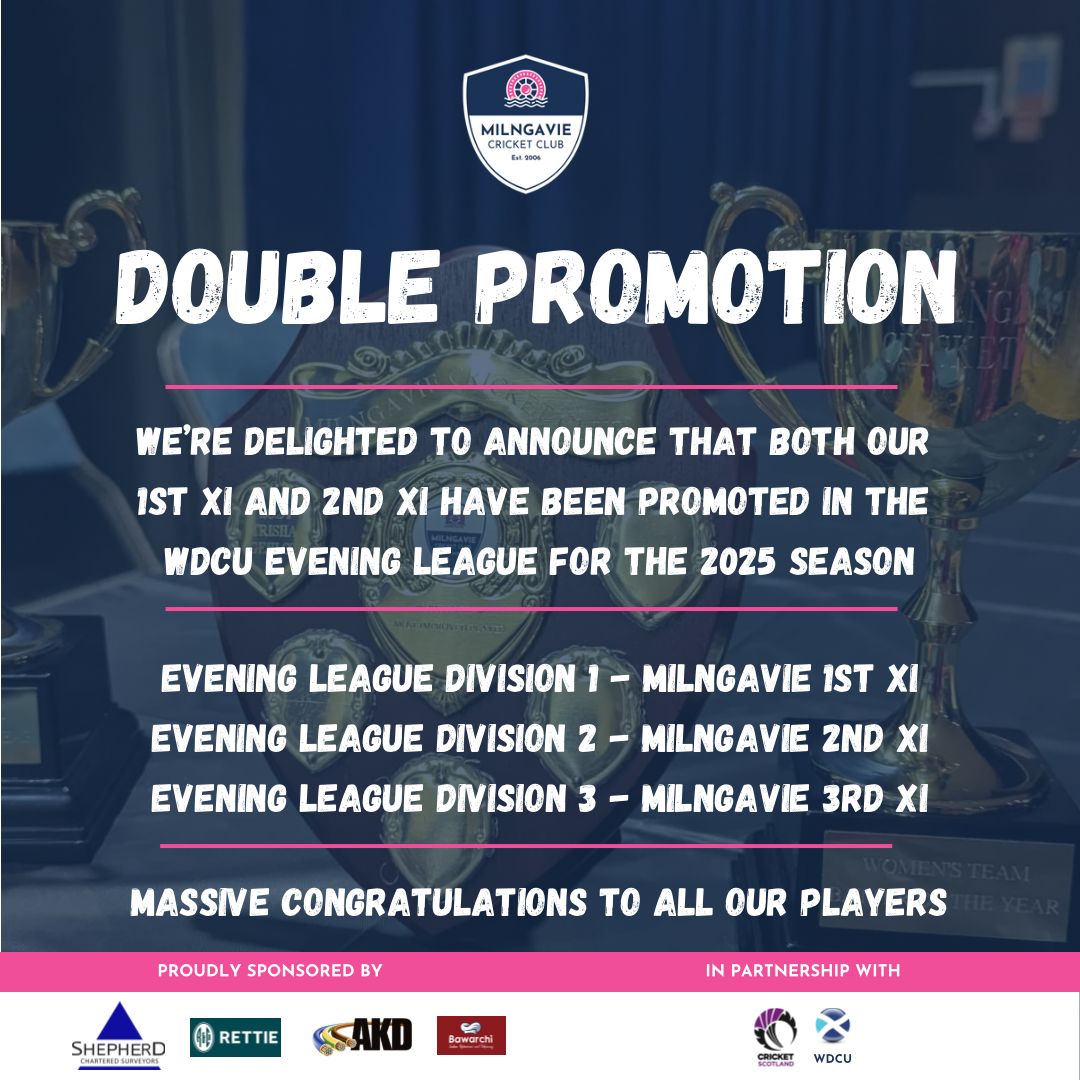 Milngavie - 🎉🏏 DOUBLE PROMOTION ALERT! 🏏🎉 We are thrilled to announce ...