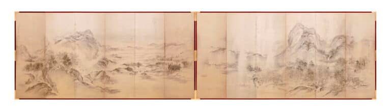 池田孤邨筆「紅葉に流水・山景図屏風」高精細複製屏風の展示】11/23