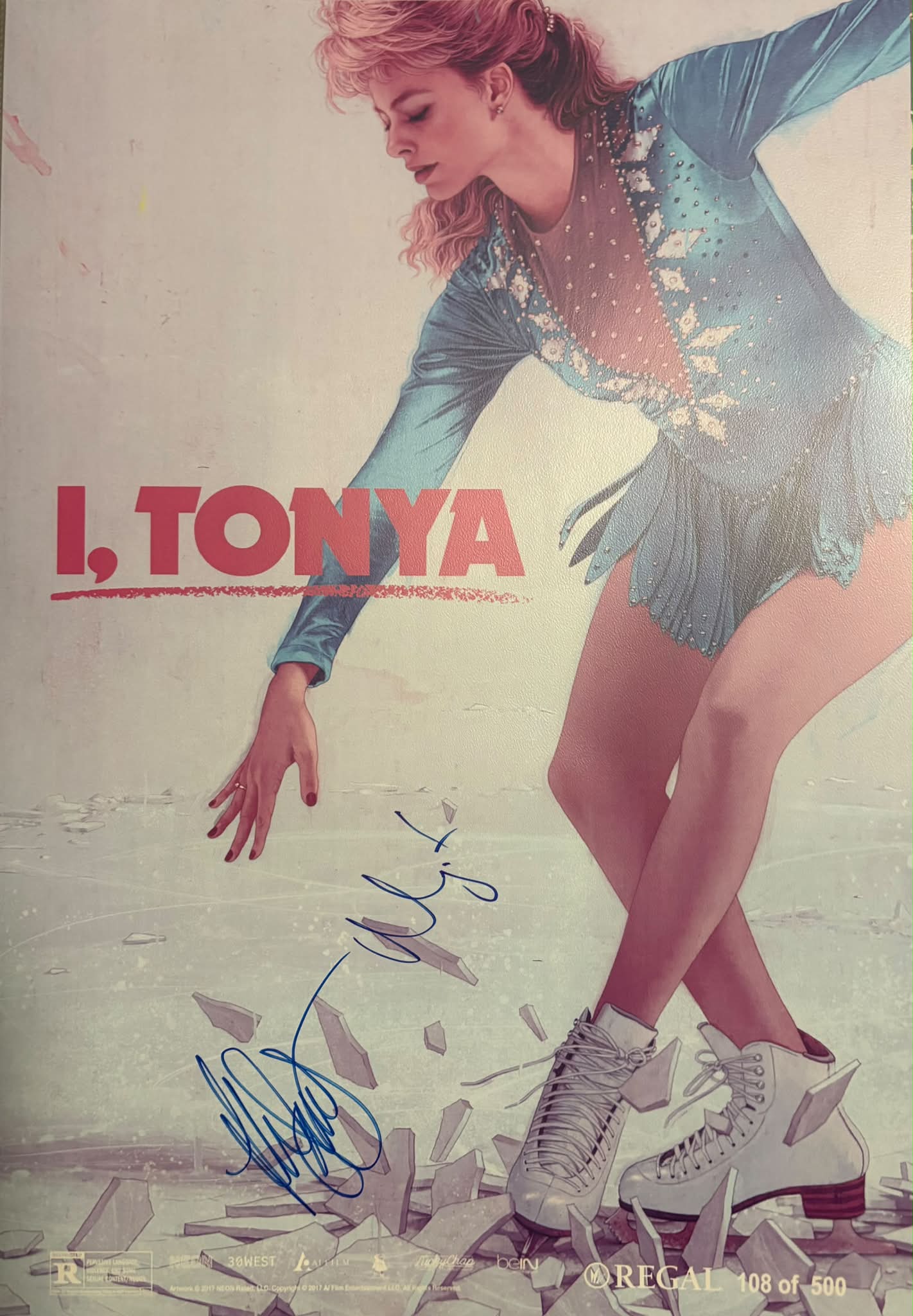Signed 'I, Tonya' mini litho poster by Margot Robbie and Allison