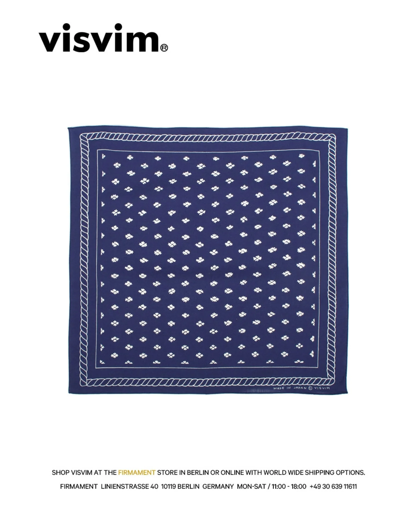 The Visvim Cotton Silk Chambray Bandana blends heritage-inspired 