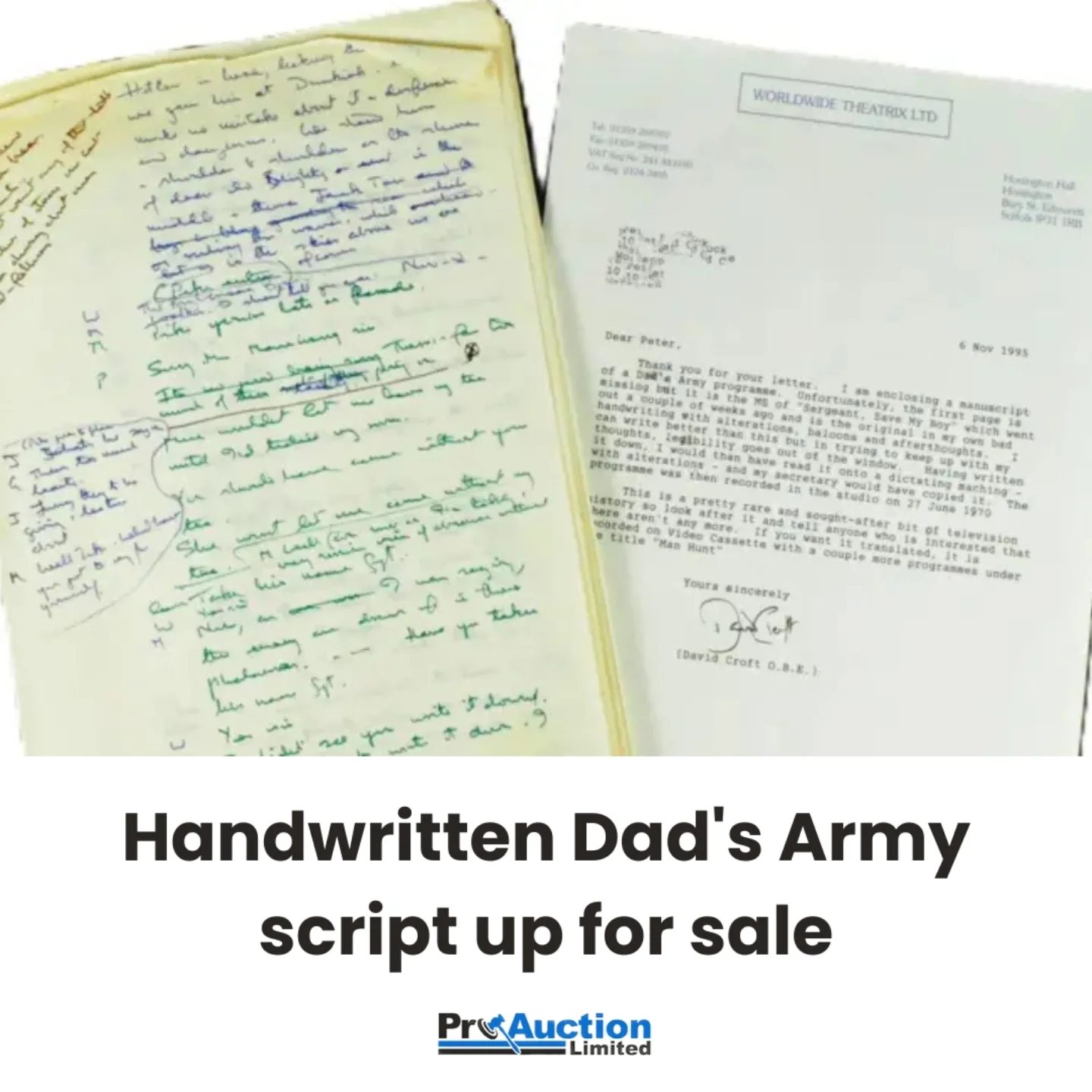 Pro Auction - RARE DAD'S ARMY SCRIPT UP FOR AUCTION! A handwritten ...